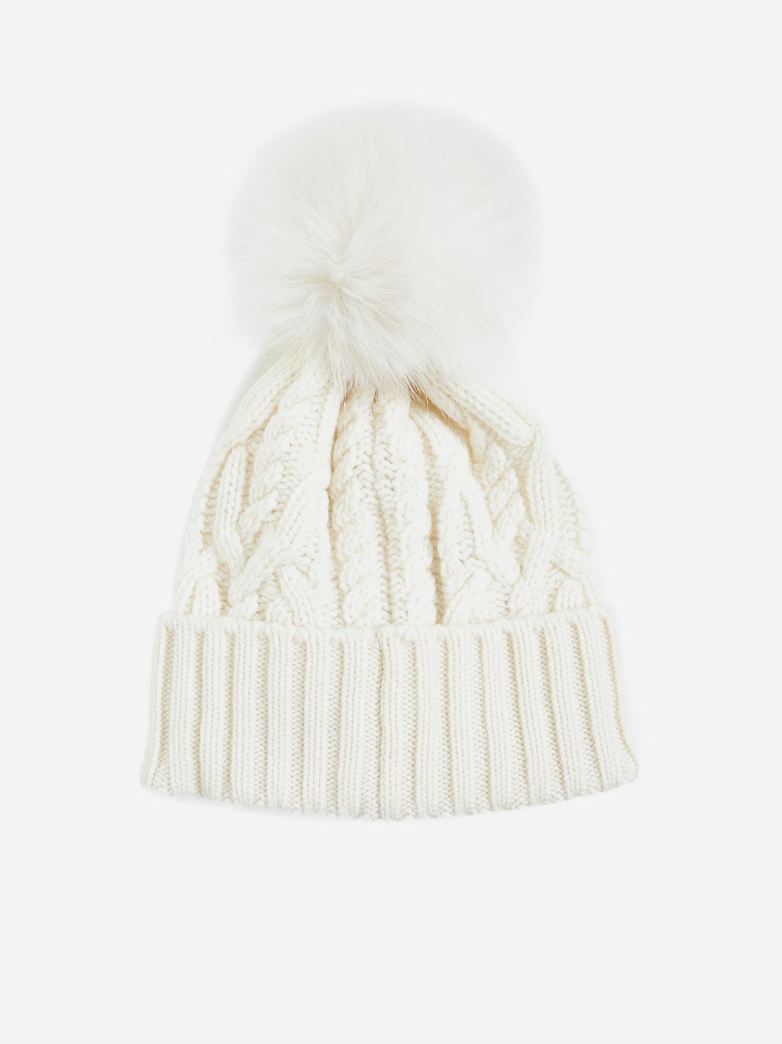 Shop Moncler Pompon Cable-knit Wool Beanie In White