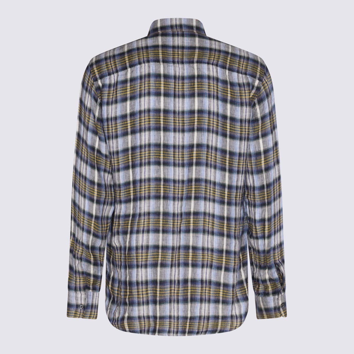 DSQUARED2 WHITE AND GREEN CHECK LINEN SHIRT
