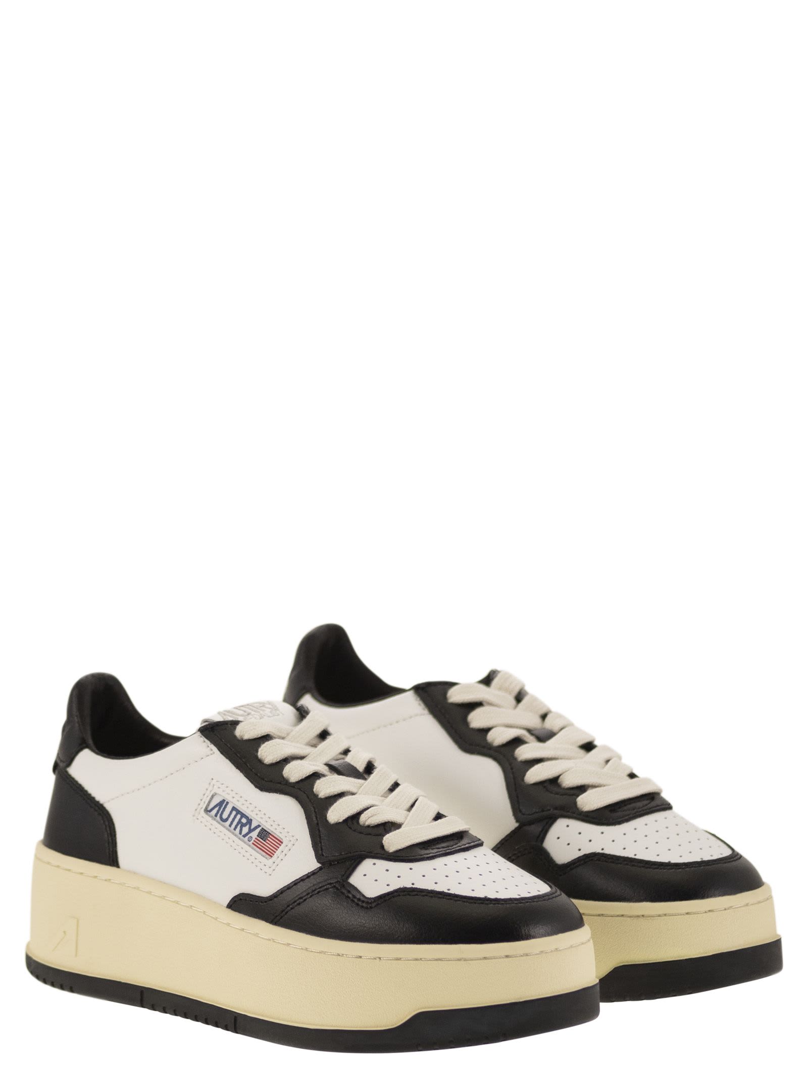 Shop Autry Medalist Platform - Leather Trainers In White/black