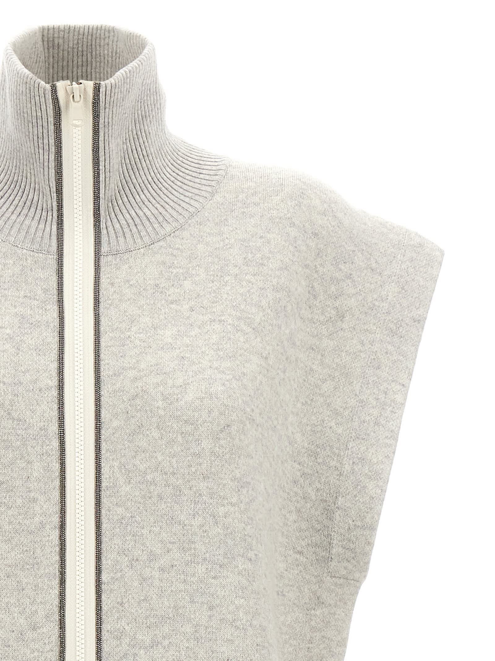 Shop Brunello Cucinelli Monile Long Vest In Gray