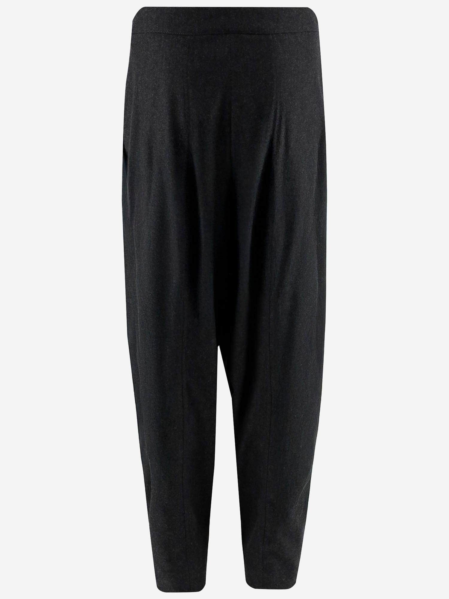 Giorgio Armani Wide Trousers In Wool And Cashmere Flannel In Black