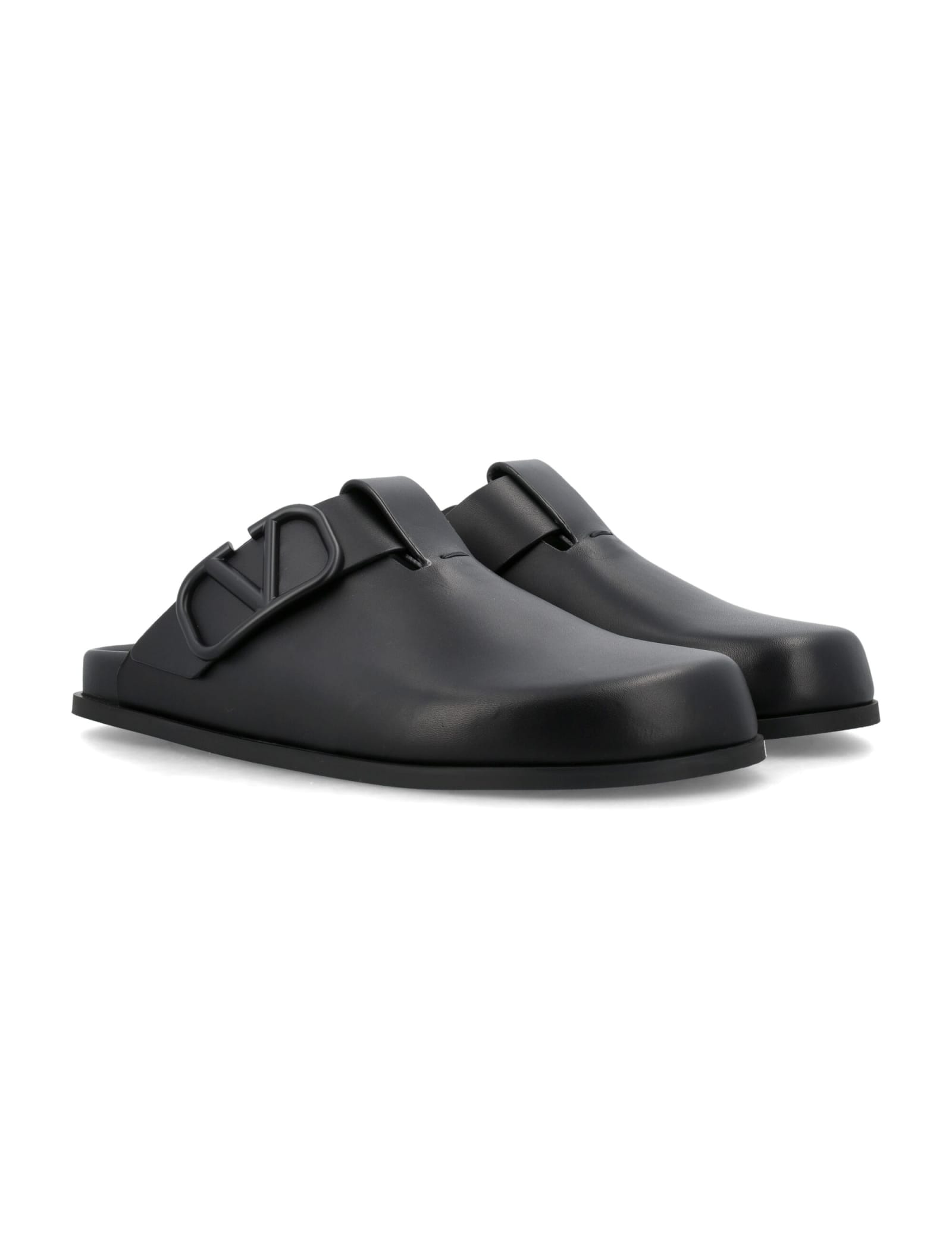 Shop Valentino Clog V Sandals In Black