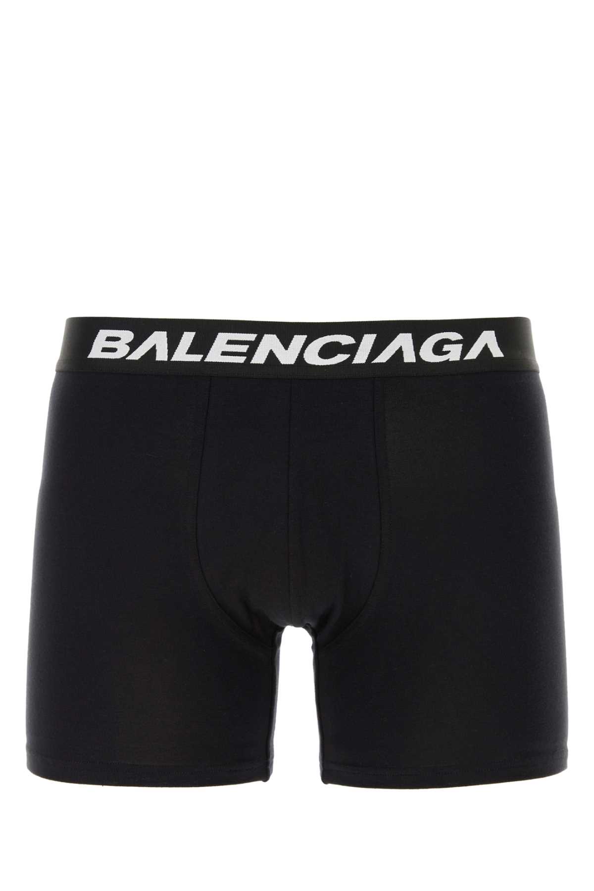 Shop Balenciaga Black Stretch Cotton Racer Boxer In Blackblack