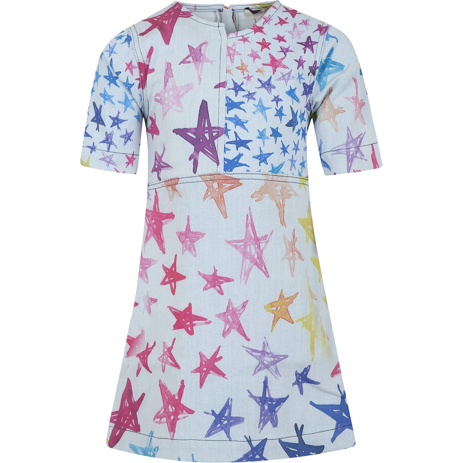 STELLA MCCARTNEY LIGHT BLUE DRESS FOR GIRL WITH STARS PRINT
