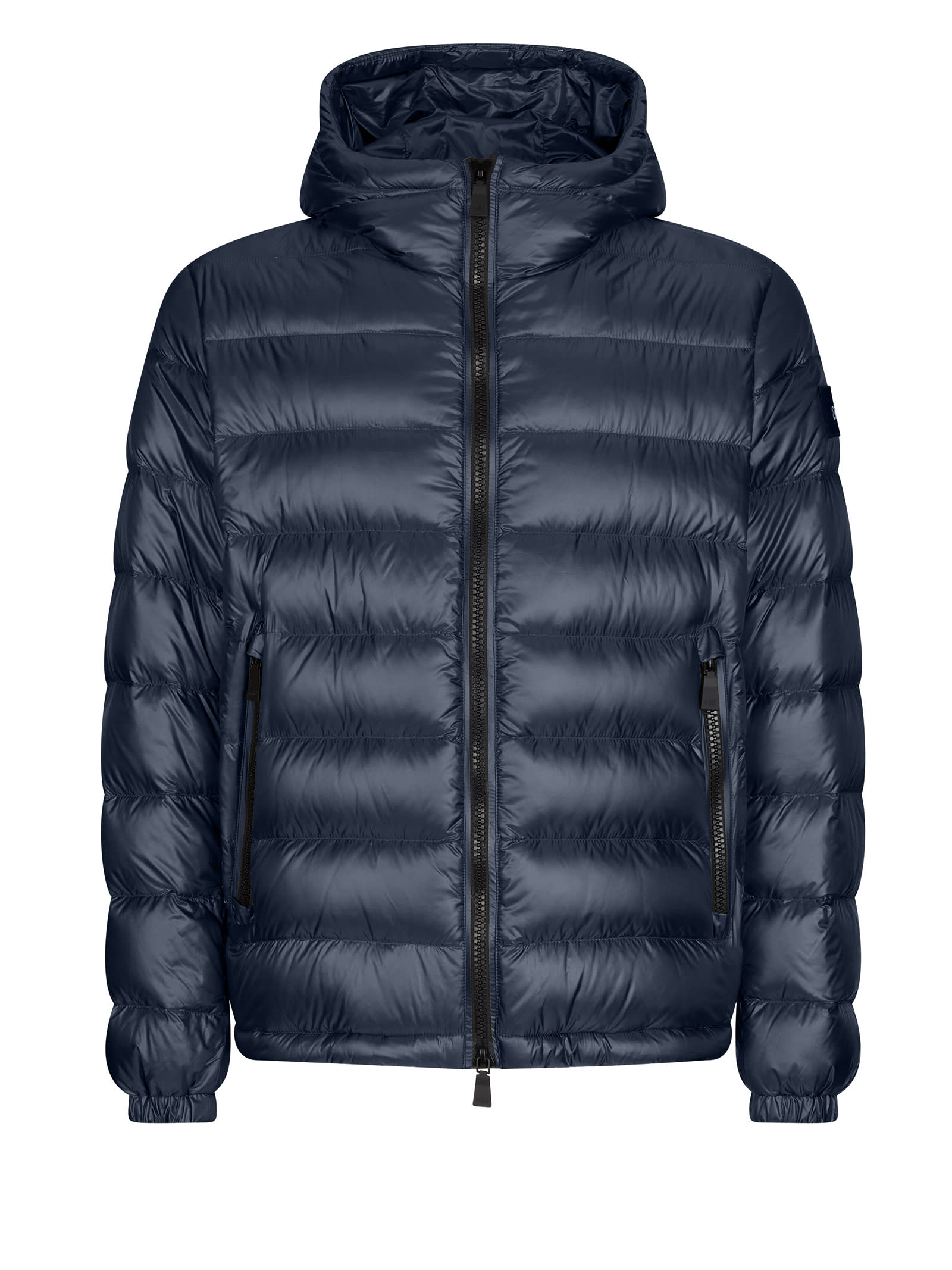 Shop Add Mens Blue Quilted Down Jacket With Hood In Pacific Blue