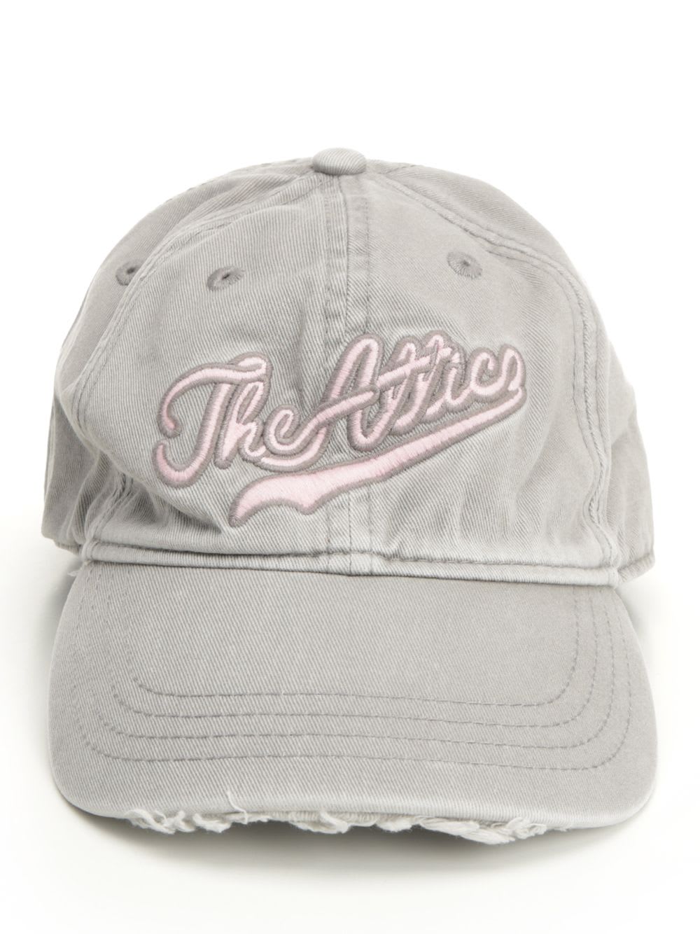 Attico Logo Embroidered Distressed Cap In Gray
