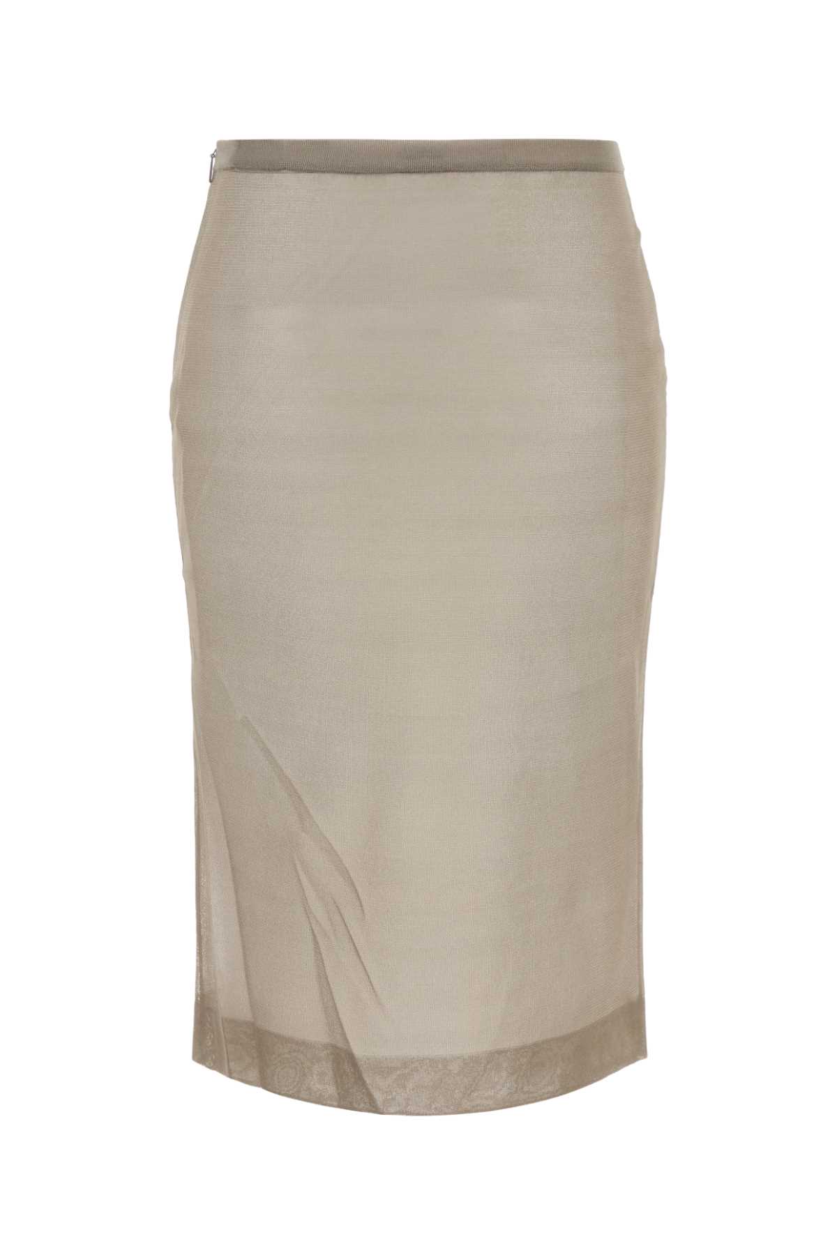 Shop Saint Laurent Dove Grey Silk Skirt In Gristaupe