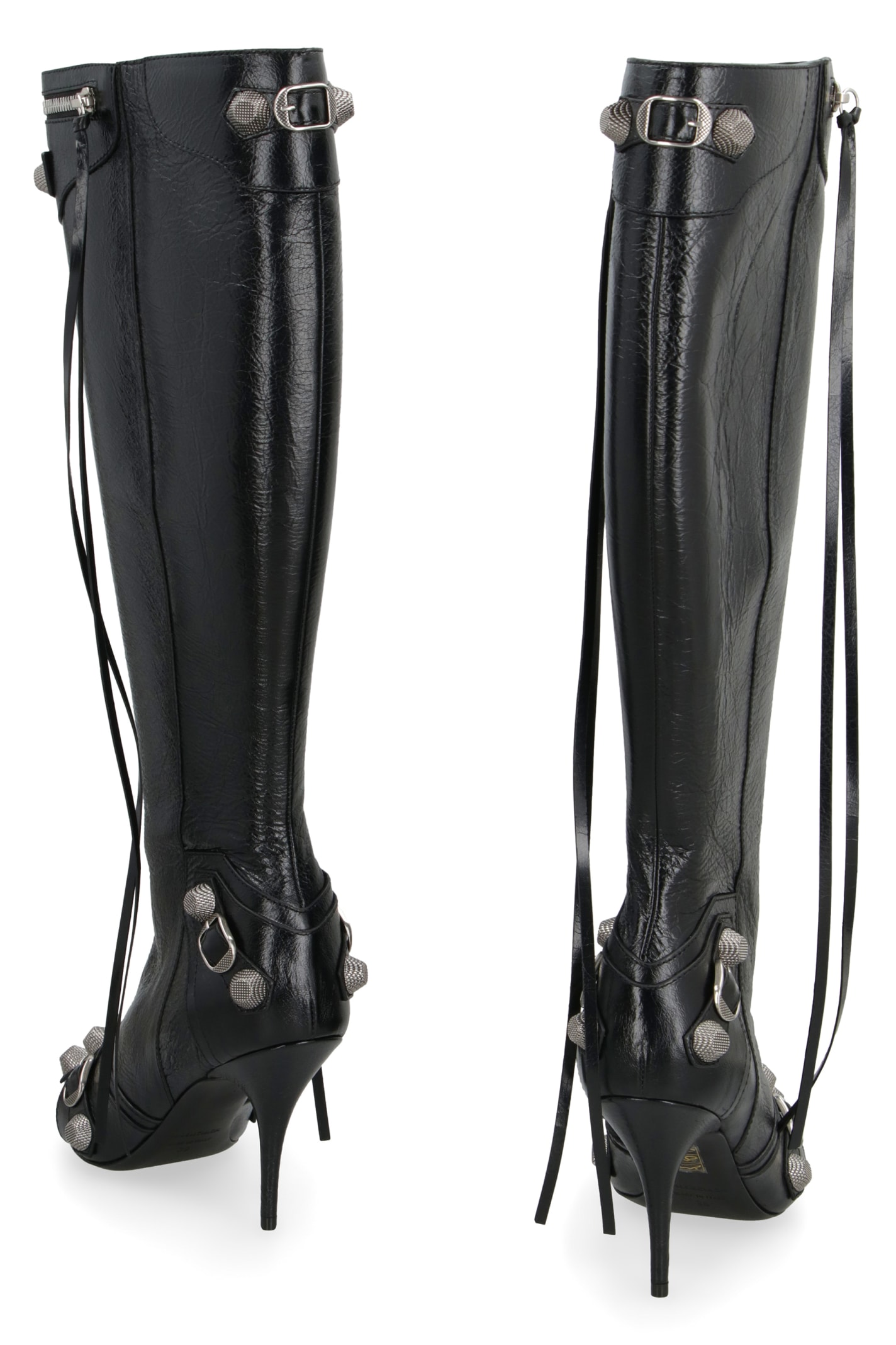 BALENCIAGA CAGOLE LEATHER POINTY-TOE BOOTS 