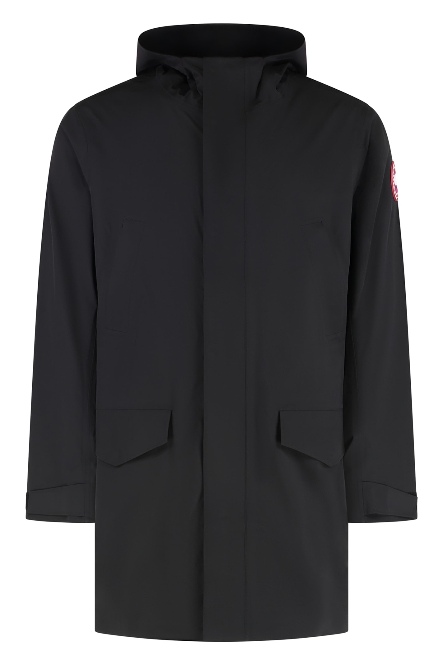 Canada Goose Technical Fabric Waterproof Jacket With Hood And Front Pockets In Black