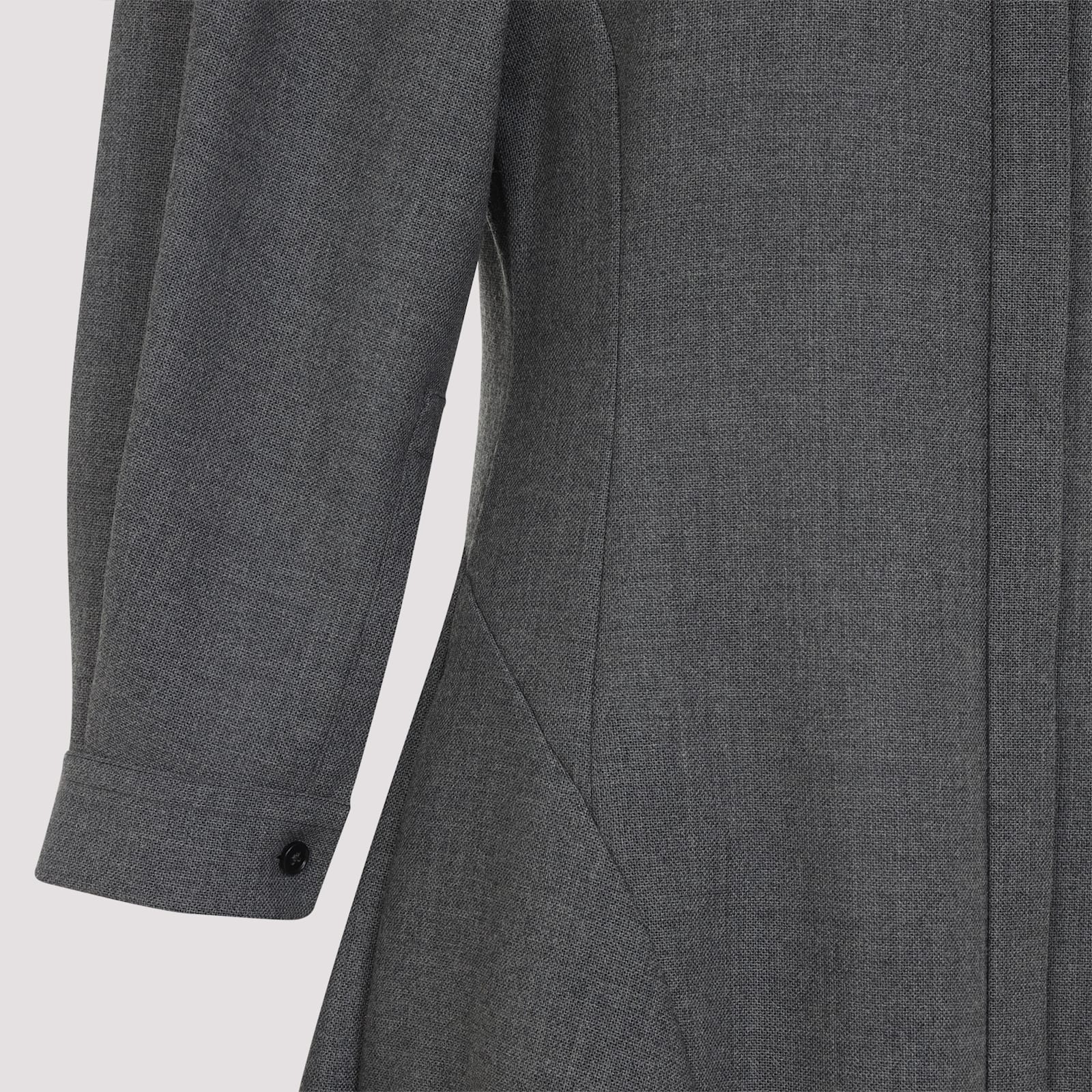 Jil Sander Mid-length Wool Dress With Contrasting Collar In Gray