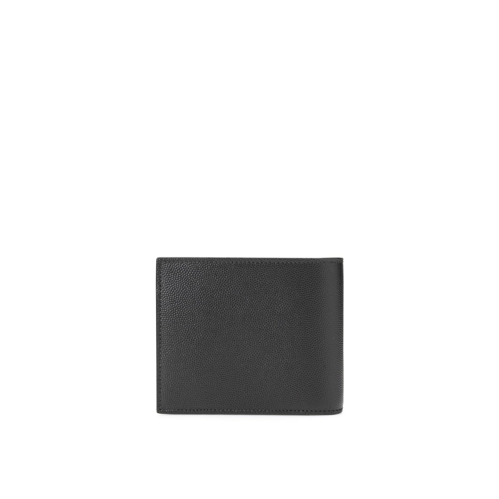 Shop Saint Laurent Bi-fold Leather Logo Wallet In Black