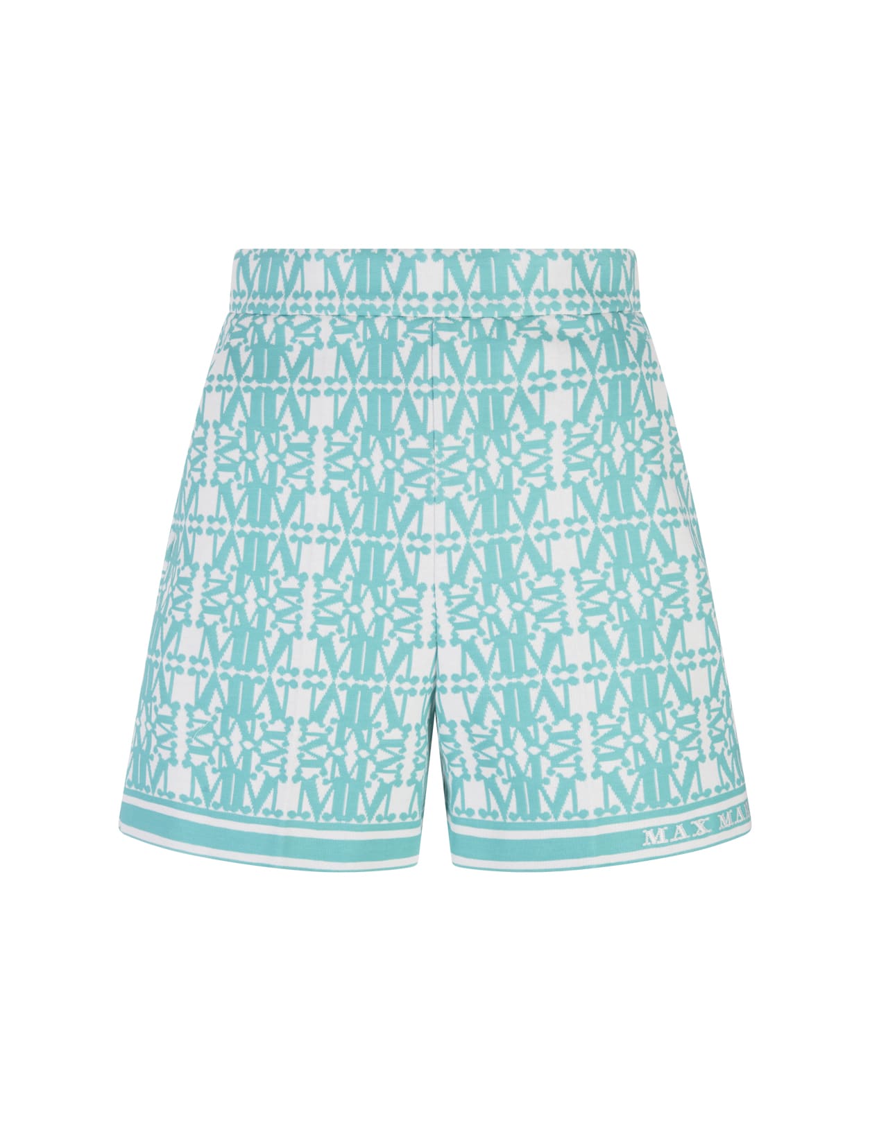 Max Mara Anagni Jersey Logo Jacquard Mini Shorts In Blu
