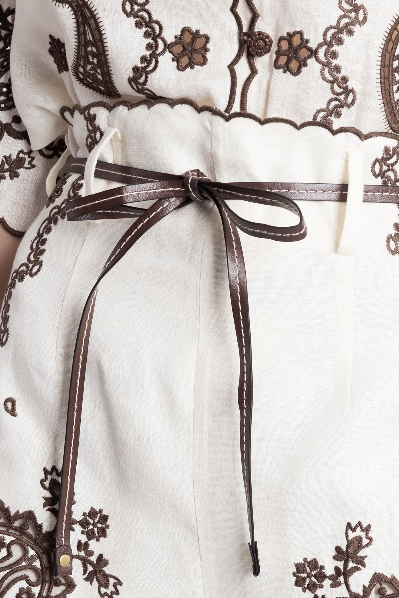 Zimmermann Shorts In Beige Linen In White