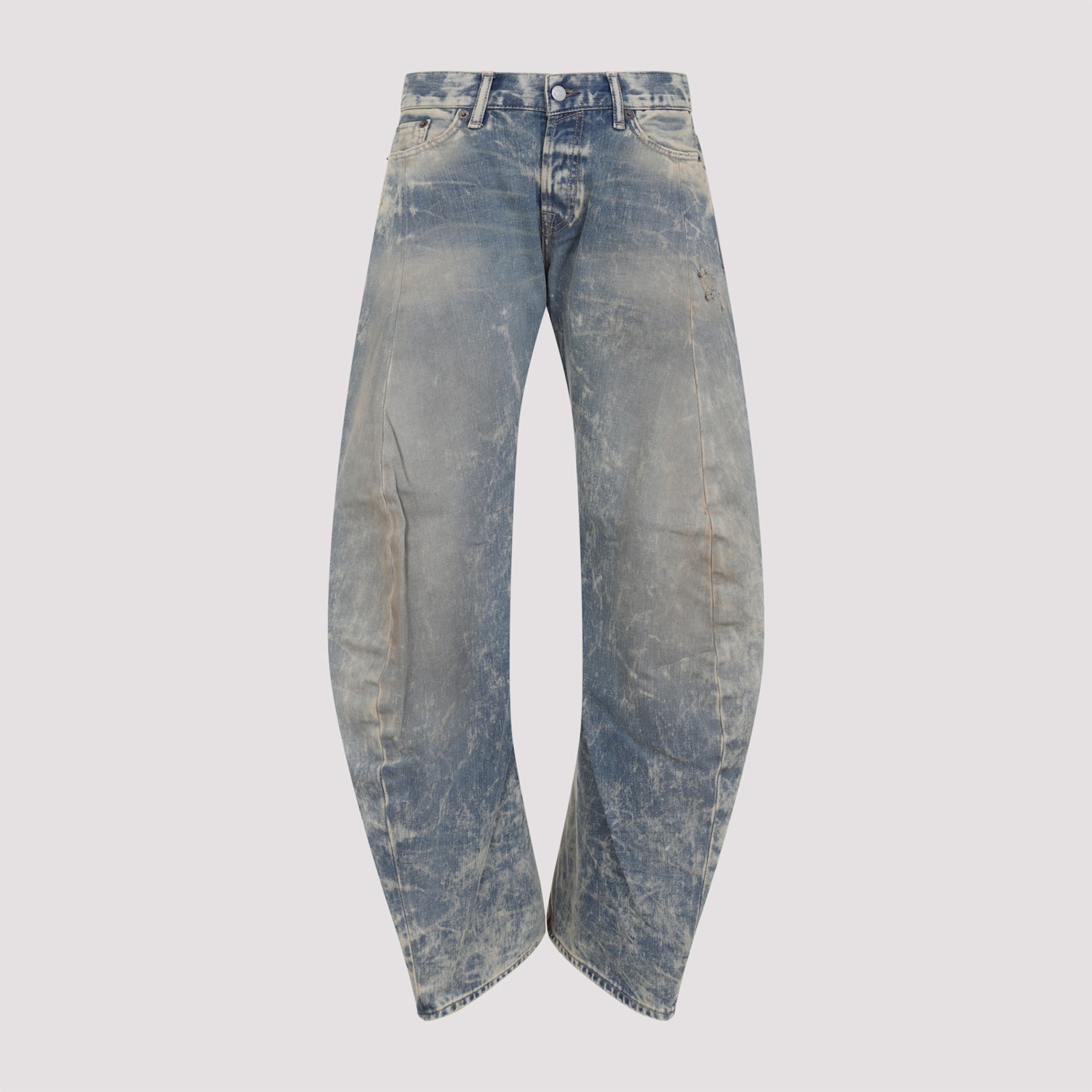 Acne Studios Distressed Low Waist Cotton Jeans In Blue
