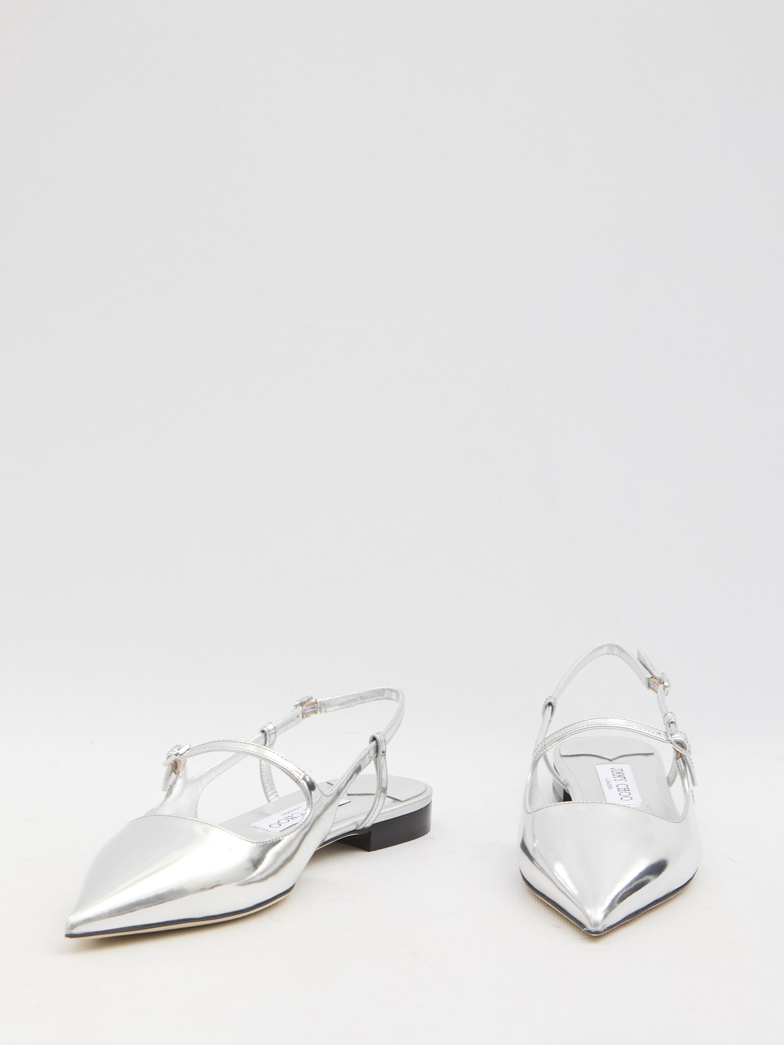 Jimmy Choo Pointed Toe Metallic Leather Sling Back Ballerina
