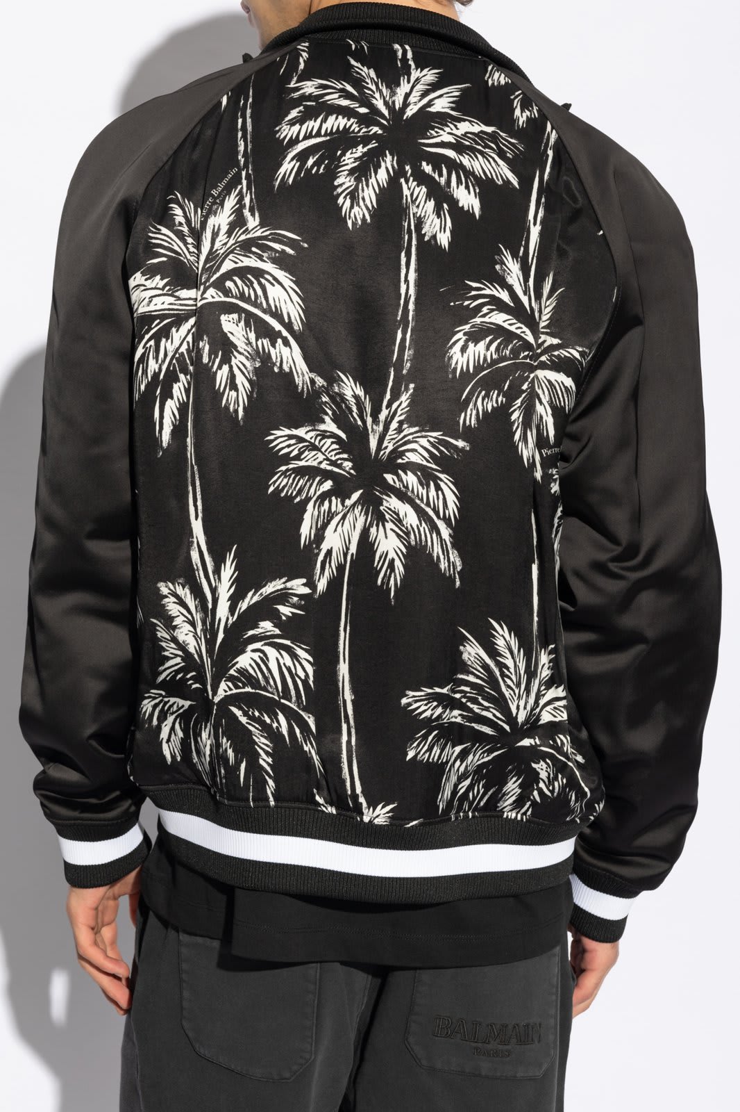 Shop Balmain All-over Printed Zip Up Coat In Noir/blanc