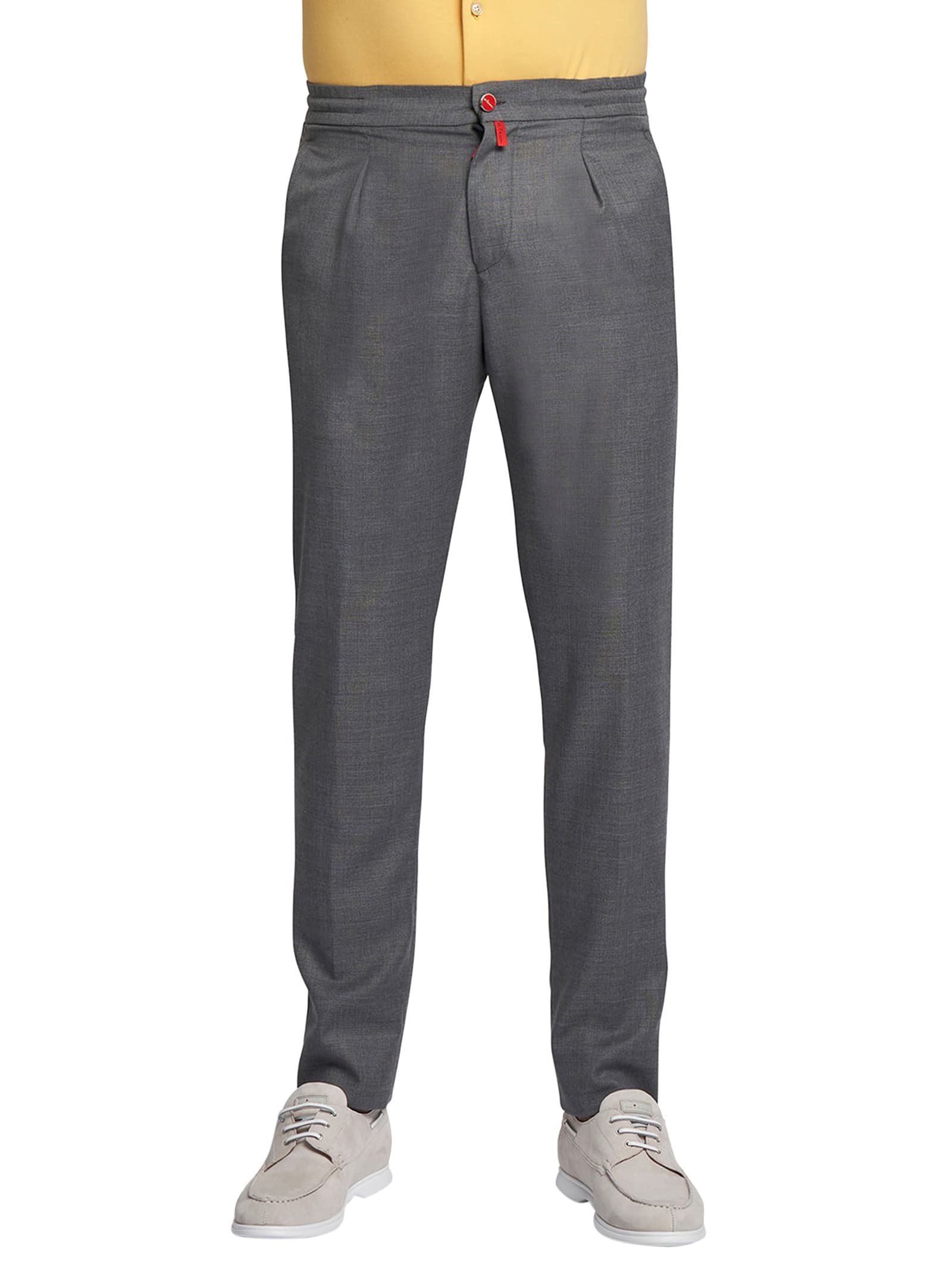 Shop Kiton Trousers Wool In Medium Grey