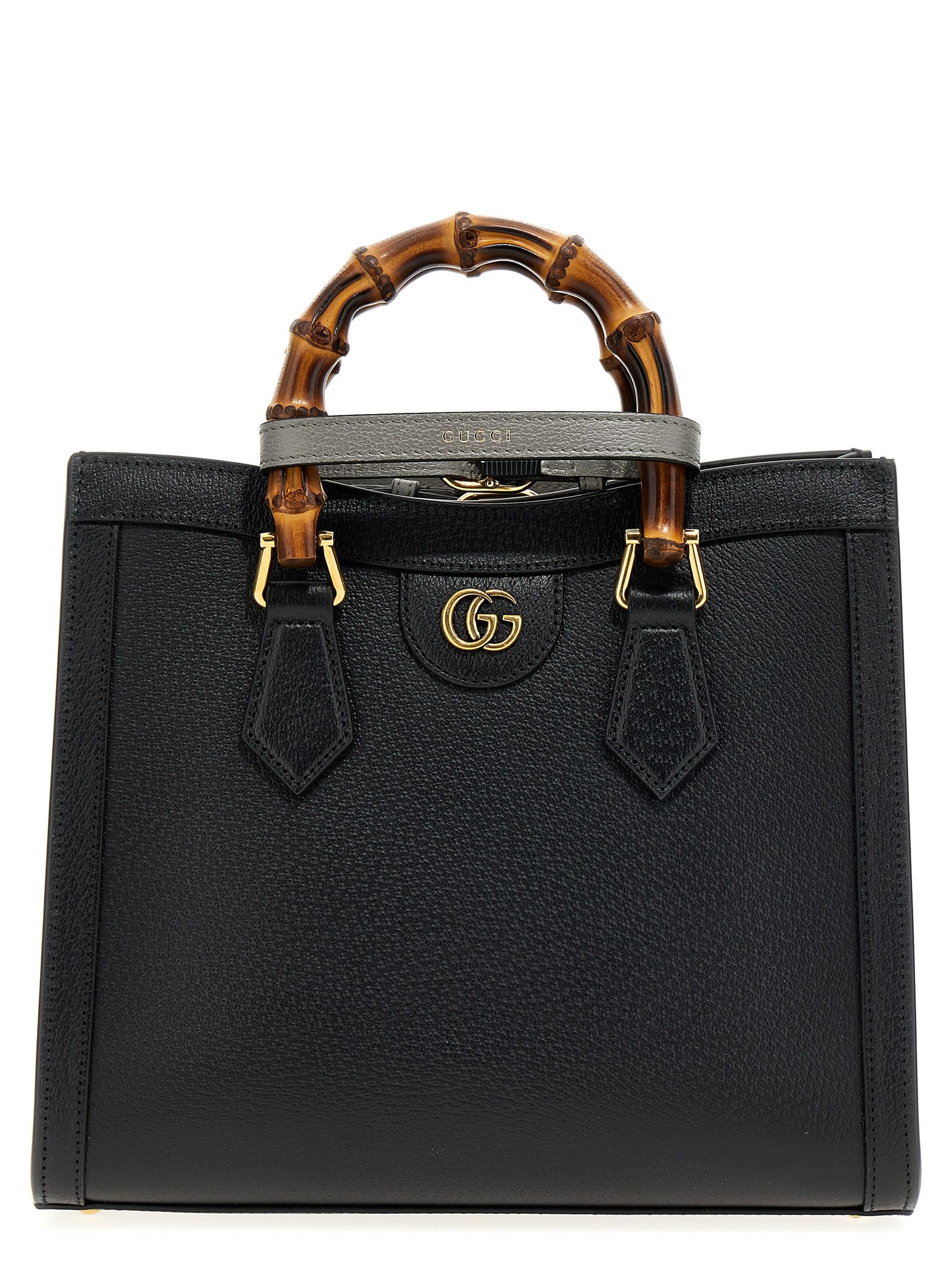 GUCCI DIANA MINI LEATHER SHOPPING BAG ミニ レザー バッグ Diana Mini leather tote bag in black - Gucci | Mytheresa