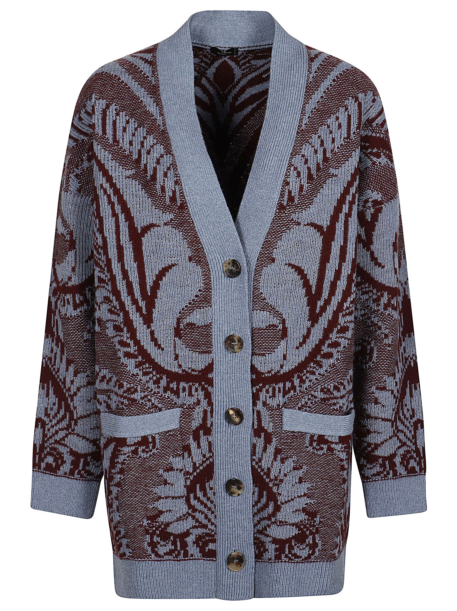 Shop Etro Cardigan In Blu Navy Fantasia