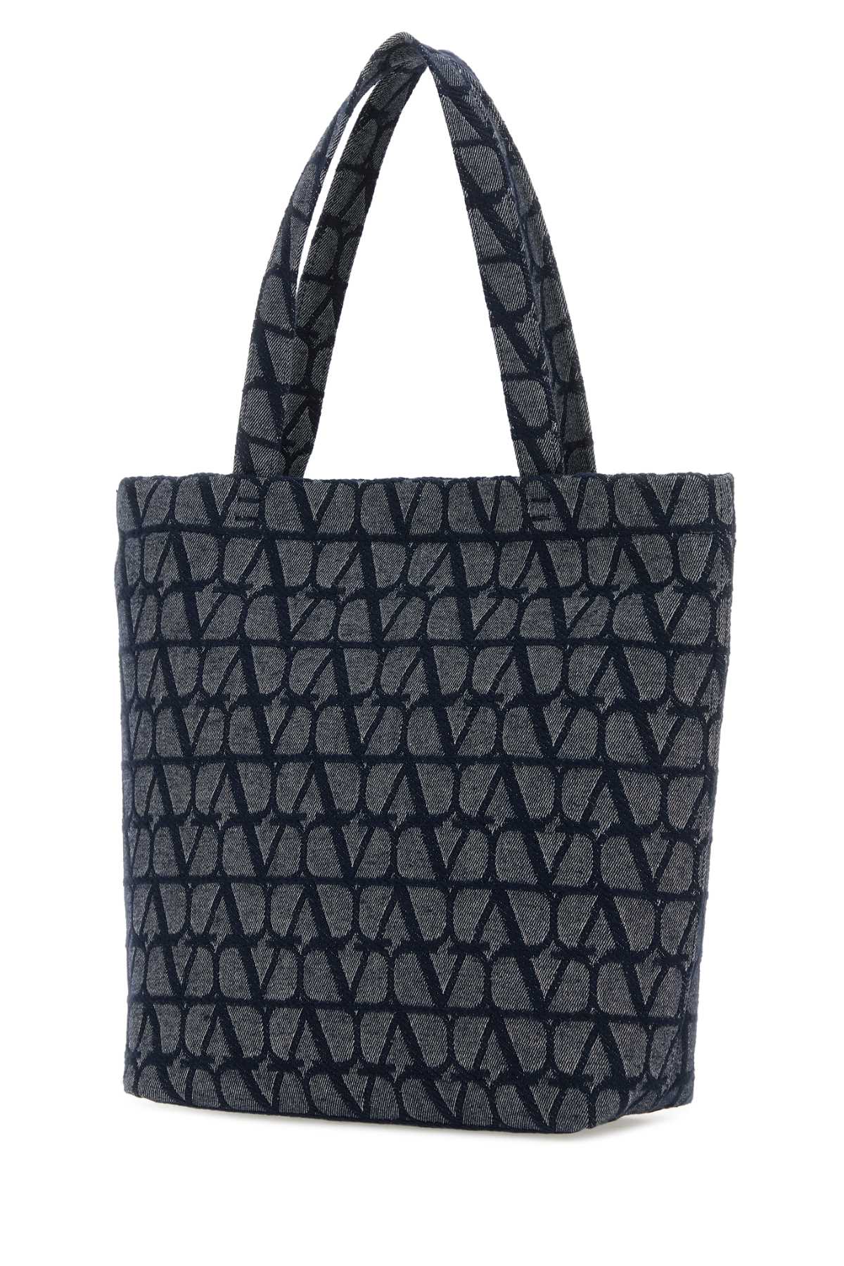 Shop Valentino Tolie Iconographe Shopping Bag In Melangedenim