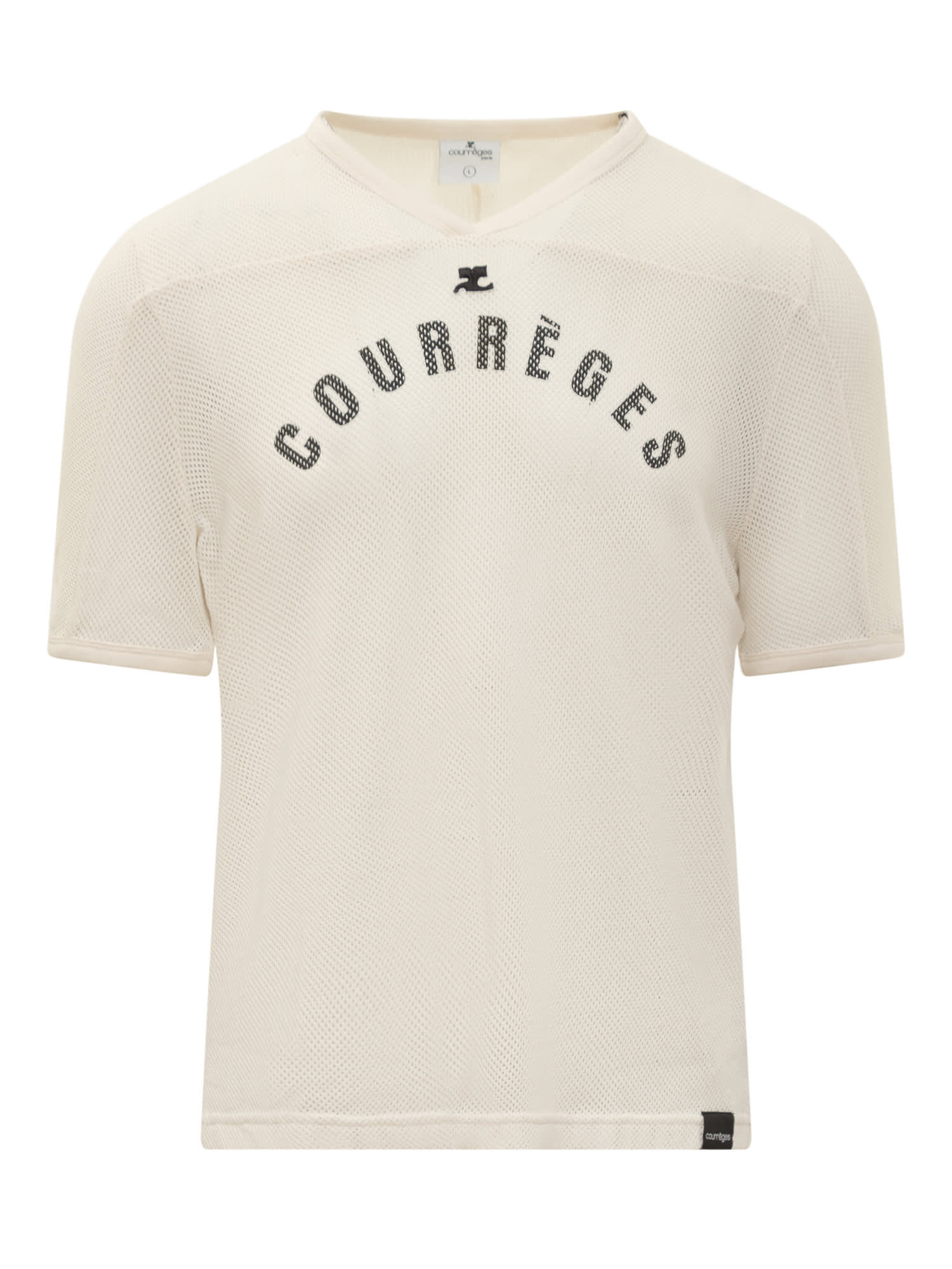 Shop Courrèges Baseball Mesh T-shirt In Nude