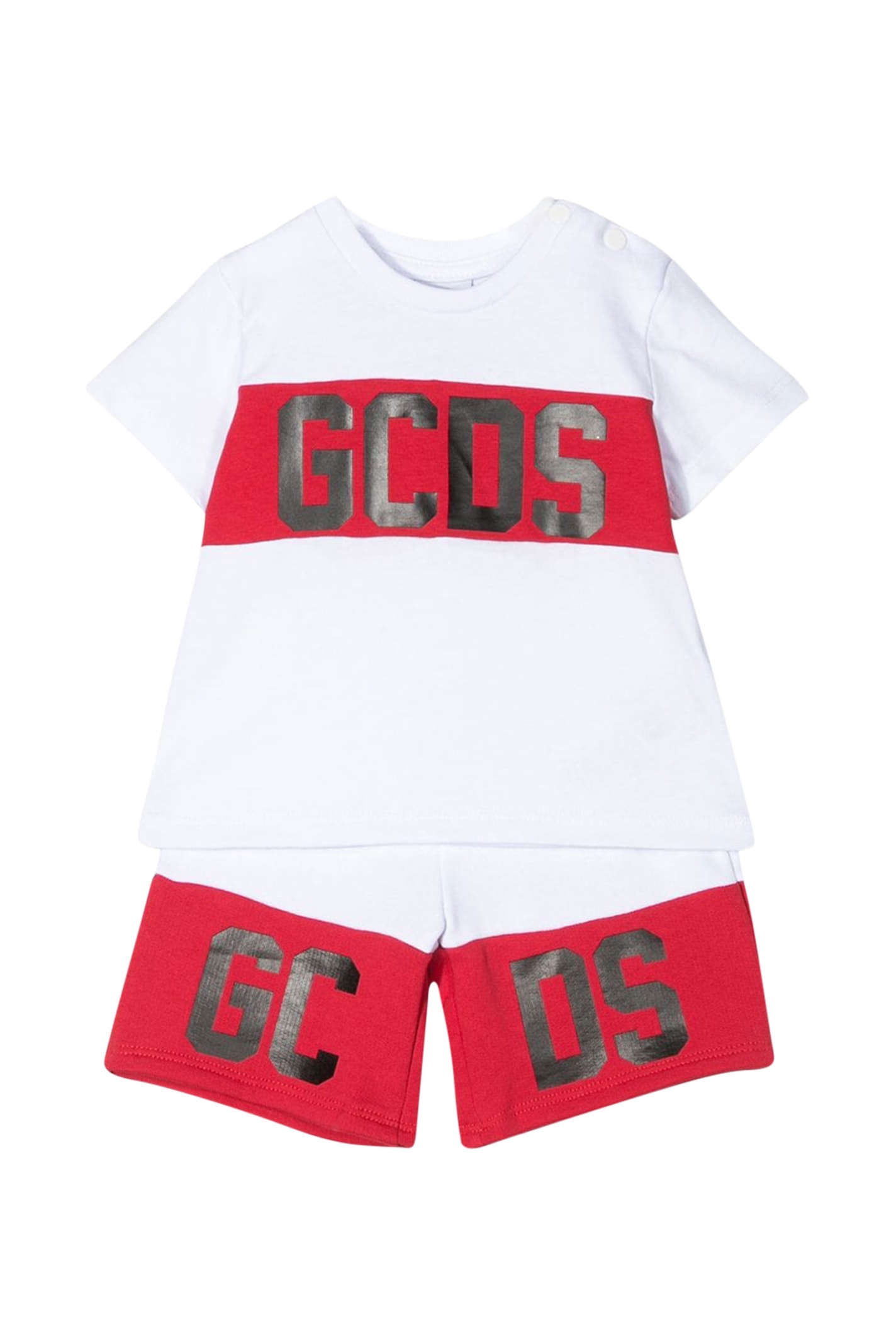 GCDS GCDSS KIDS SET T-SHIRT AND SHORTS WITH PRINT,11241290