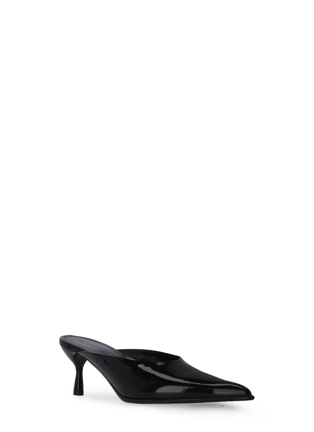 Shop Lanvin Slip On Sandals With Heel In Black