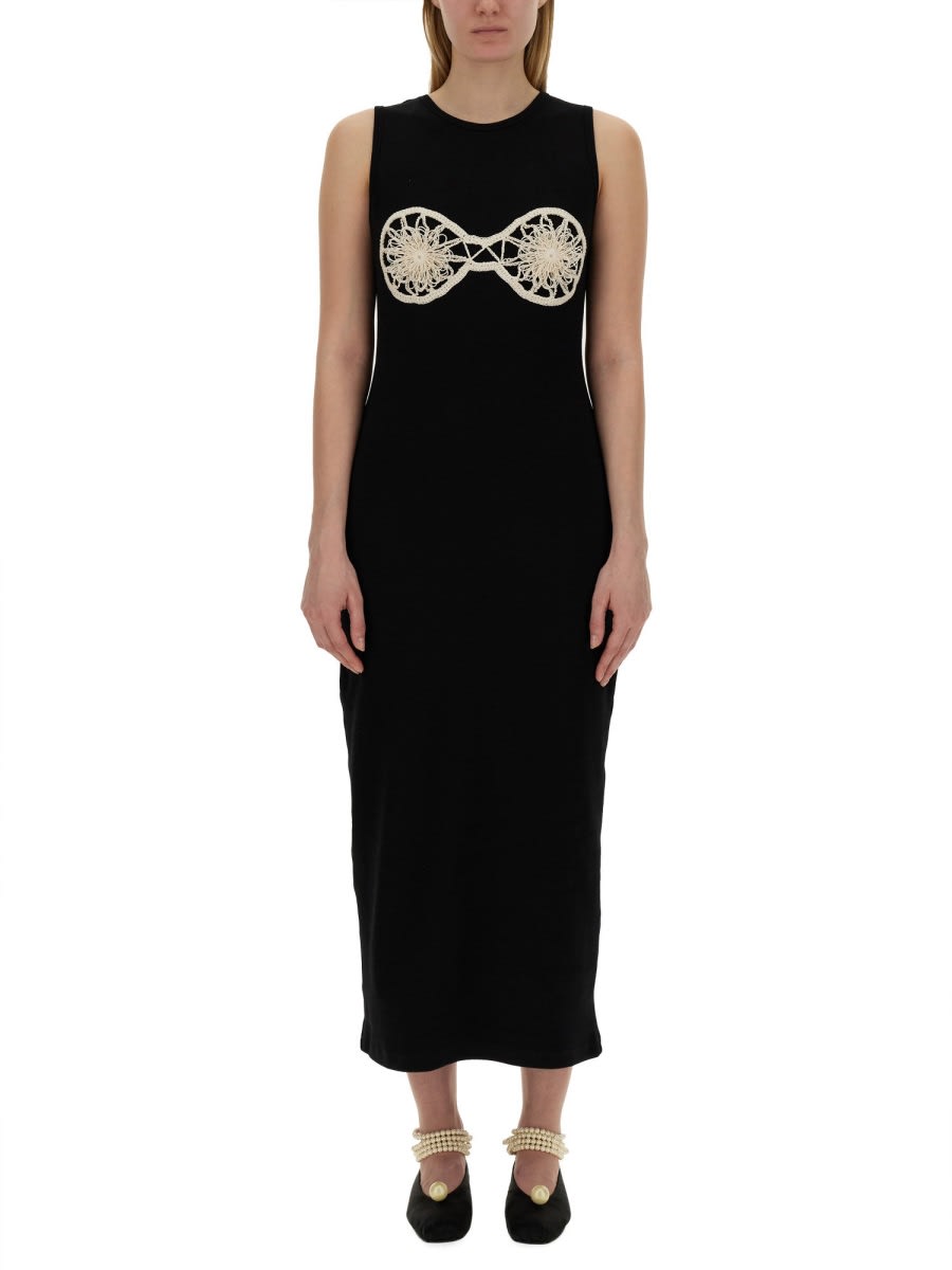 Magda Butrym Crochet-detailed Cotton Maxi Dress In Black