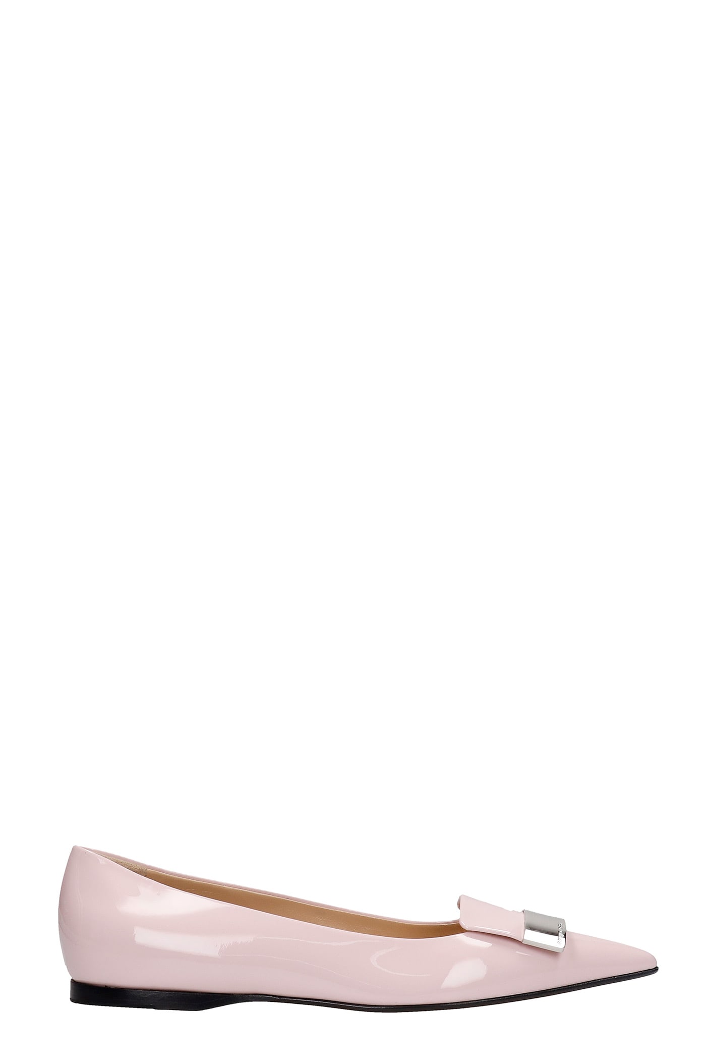 Sergio Rossi Ballet Flats In Rose-pink Patent Leather