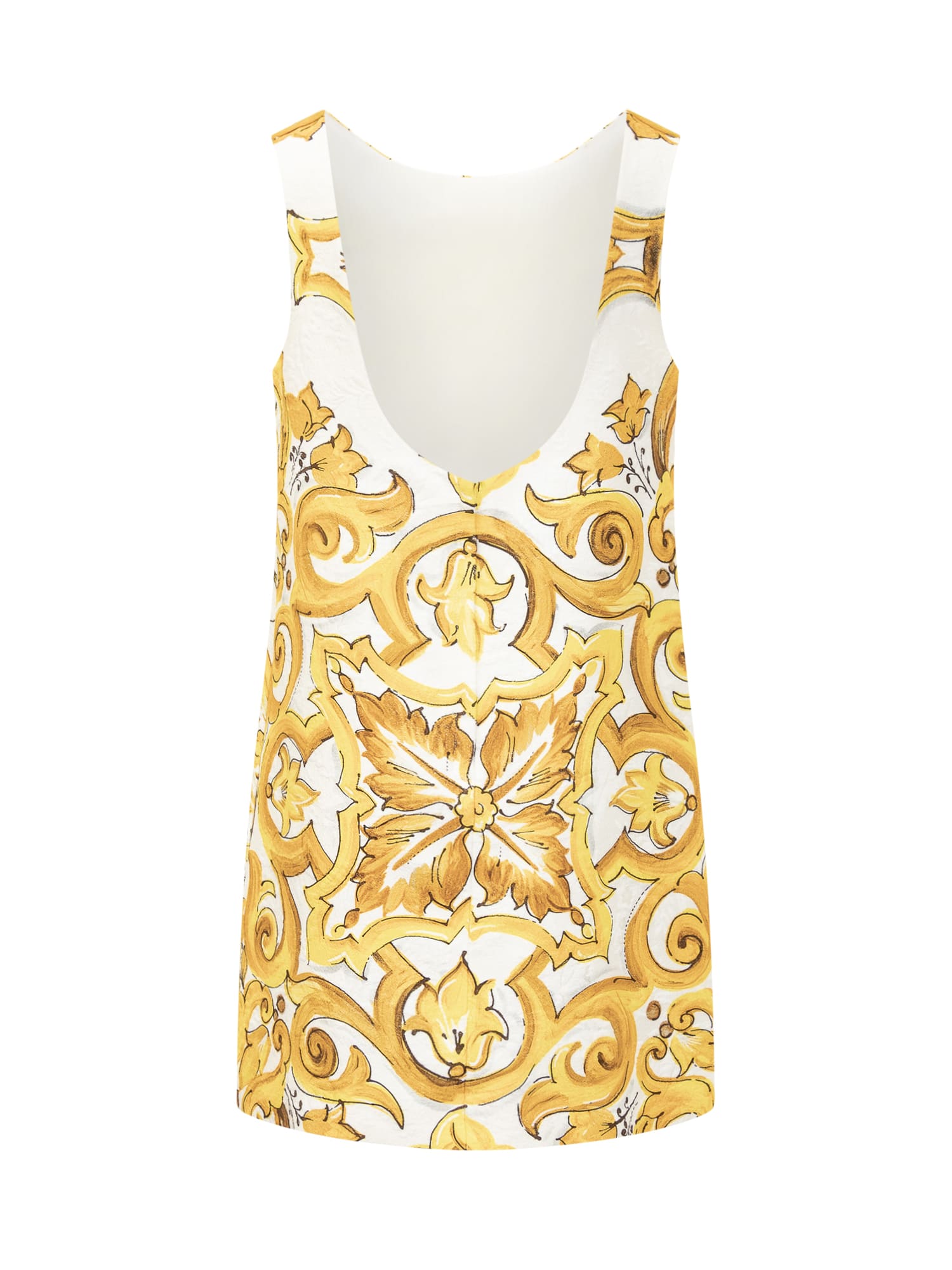 Shop Dolce & Gabbana Maiolica Brocade Dress In Mix Maiolica Giallo