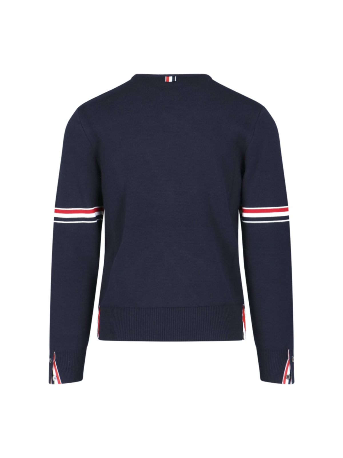 Shop Thom Browne Tricolour Detail Sweater In Blue