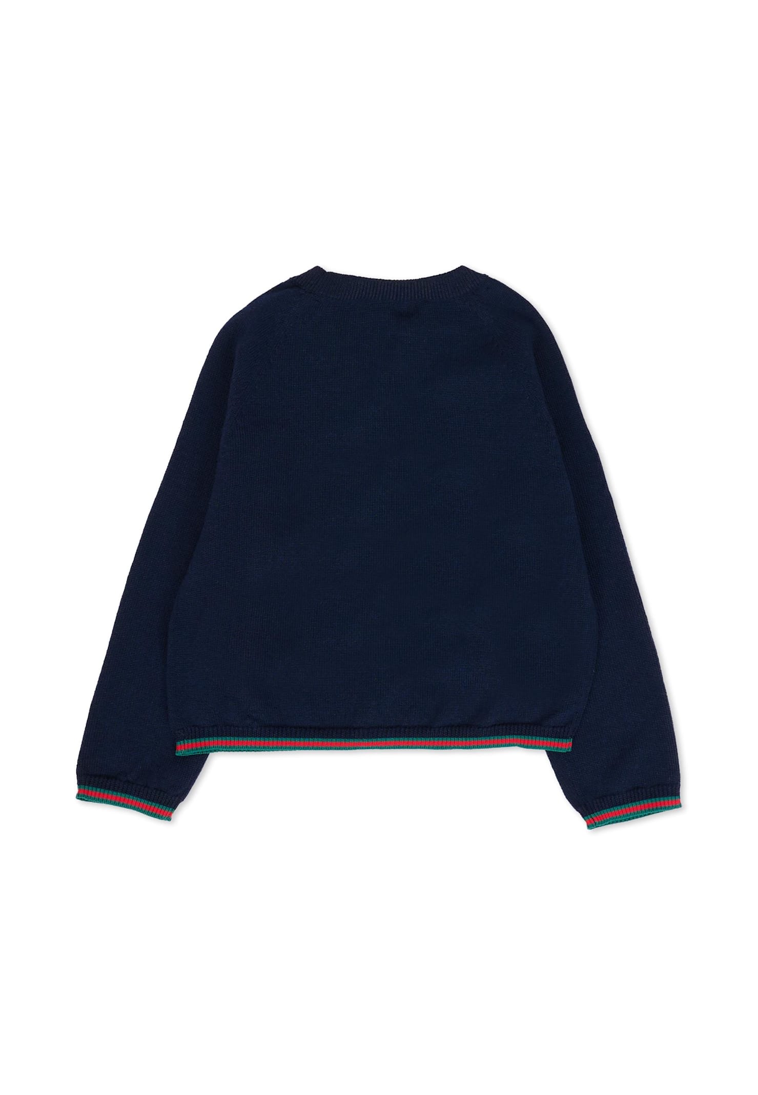 Gucci Blue Cardigan For Babykids With Web Detail In Blue