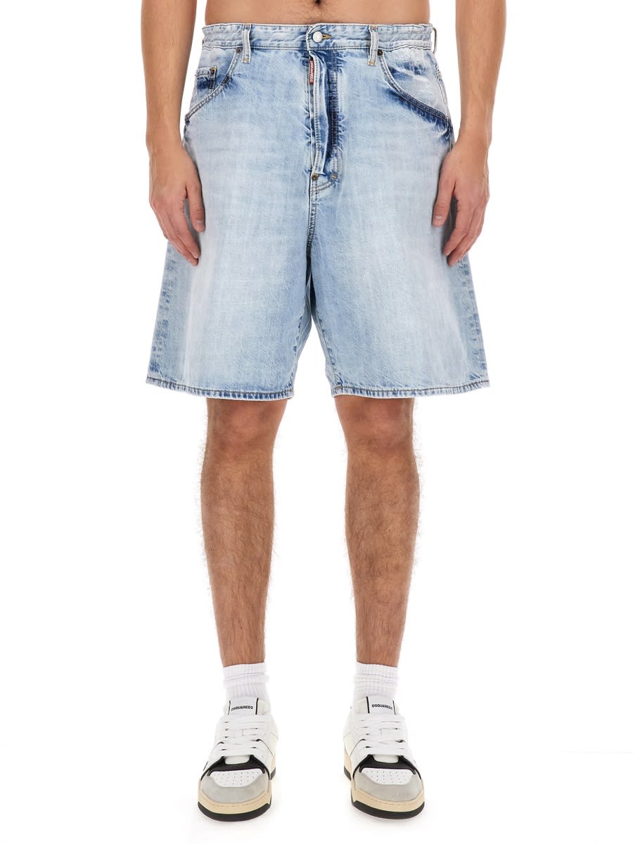 Dsquared2 Bermuda With Logo In Denim