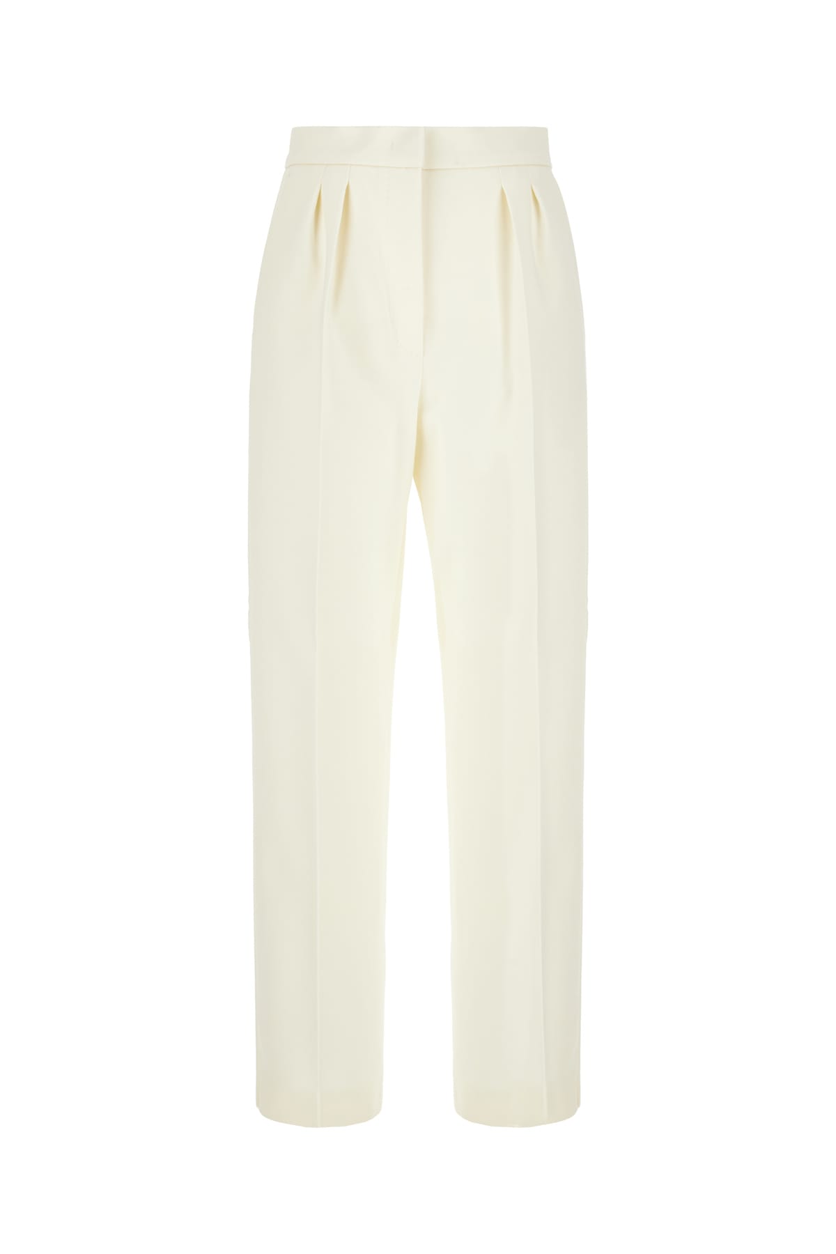 MAX MARA IVORY STRETCH WOOL PANTS