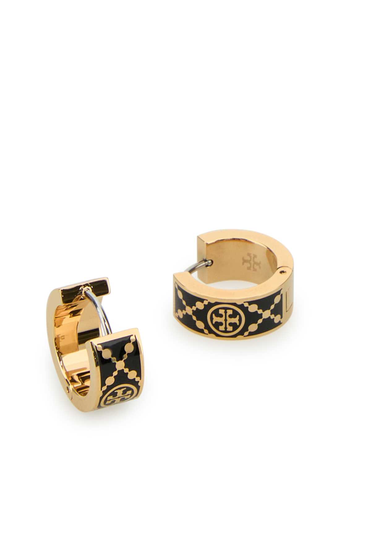 Tory Burch Two-tone Metal T Monogram Earrings In Torygoldblack