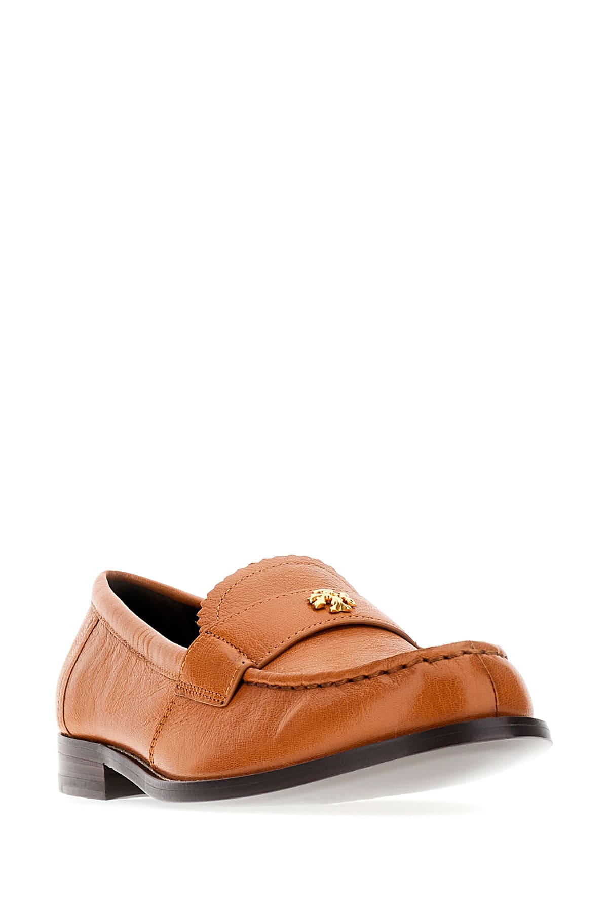 Shop Tory Burch Camel Leather Perry Loafers In 250