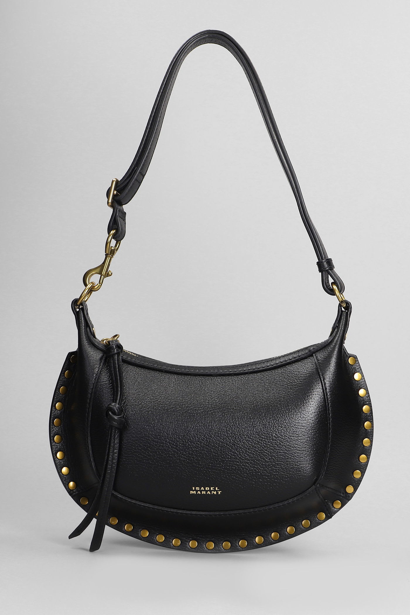 Isabel Marant Oskan Moon Studded Shoulder Bags In Black