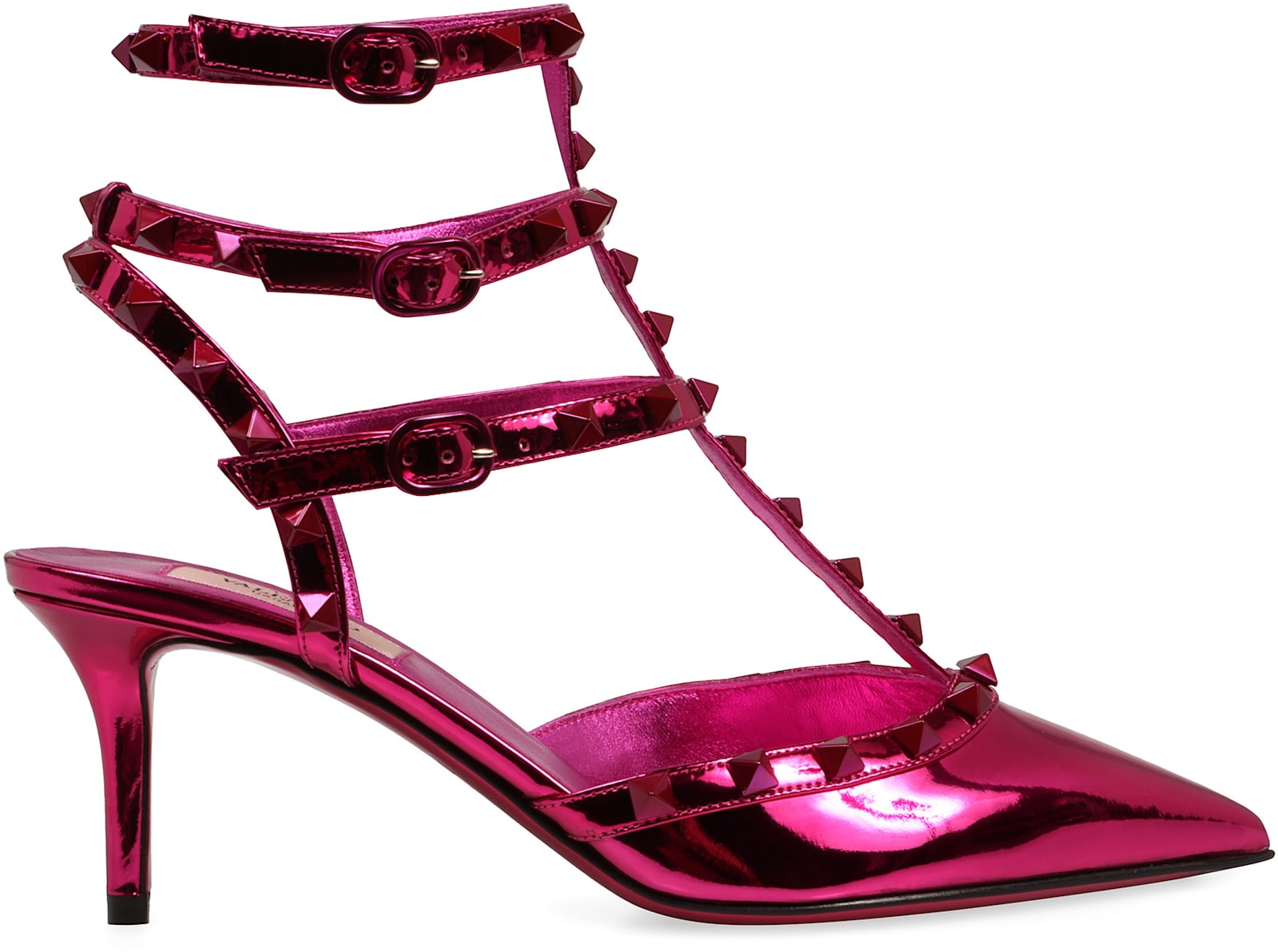 Valentino Rockstud Patent Leather Slingback Pumps In Fuchsia