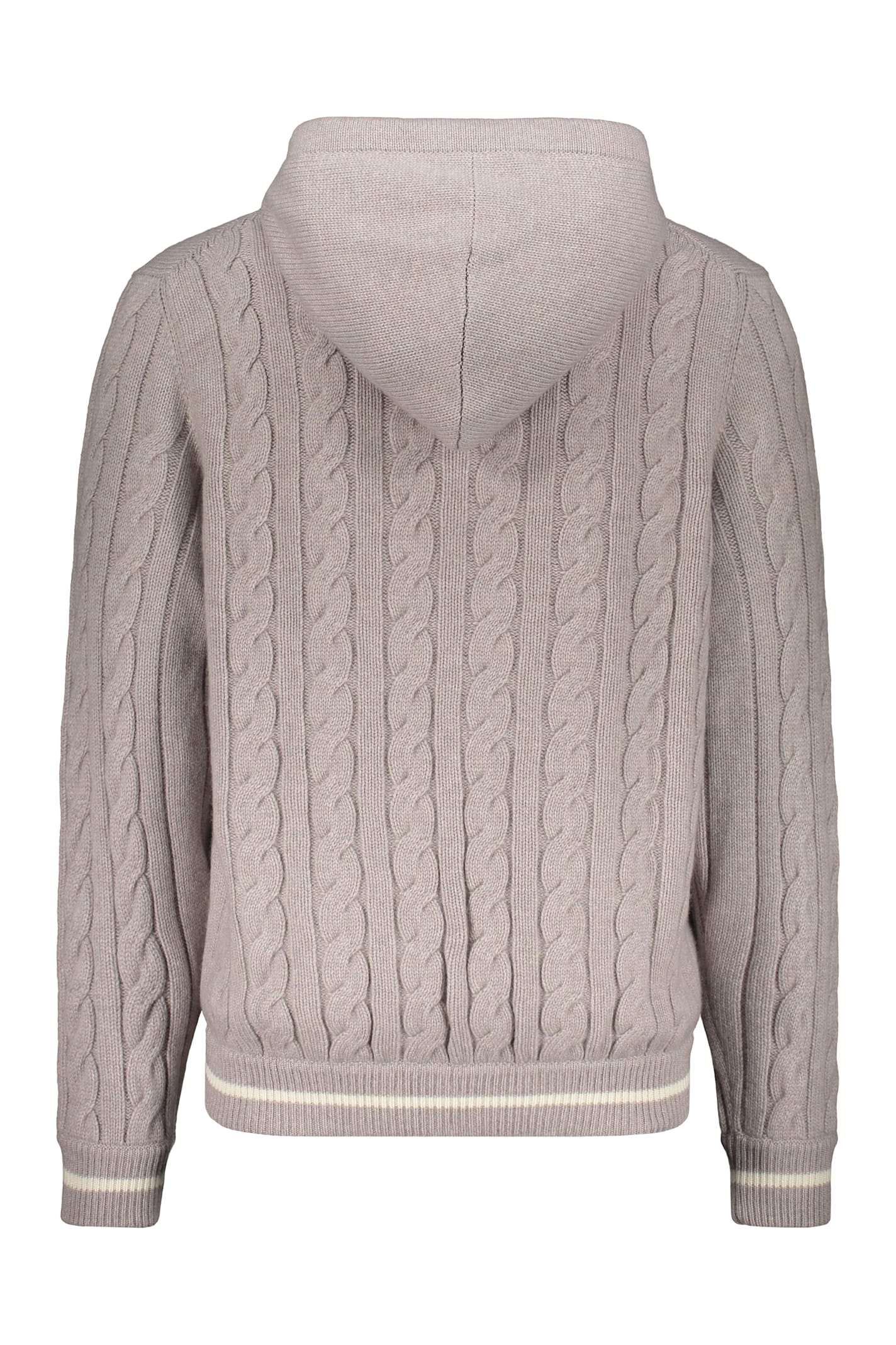 Shop Kiton High Collar Zipped Cardigan In Ecru