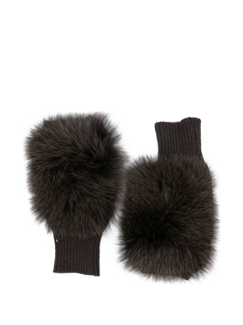 Alpo Cashmere Fur Gloves In Brown