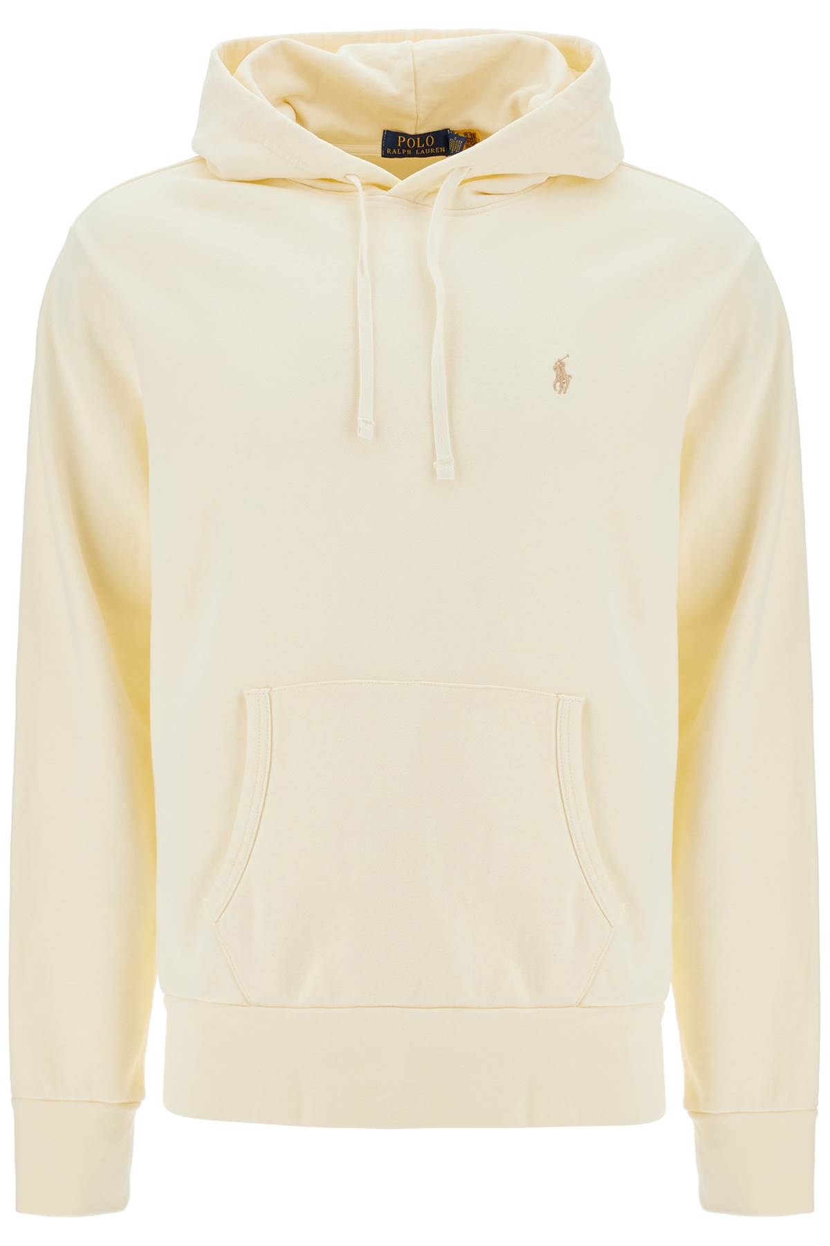 Shop Polo Ralph Lauren Hooded Sweatshirt With Embroidered Pony In Clubhouse Cream