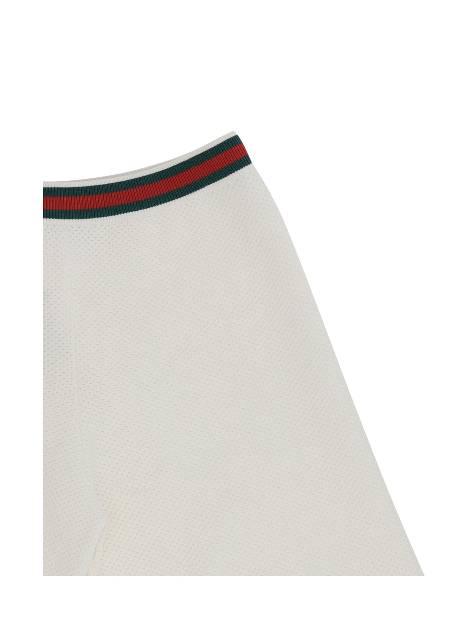 Gucci Web-stripe Trim Shorts In White/green/red