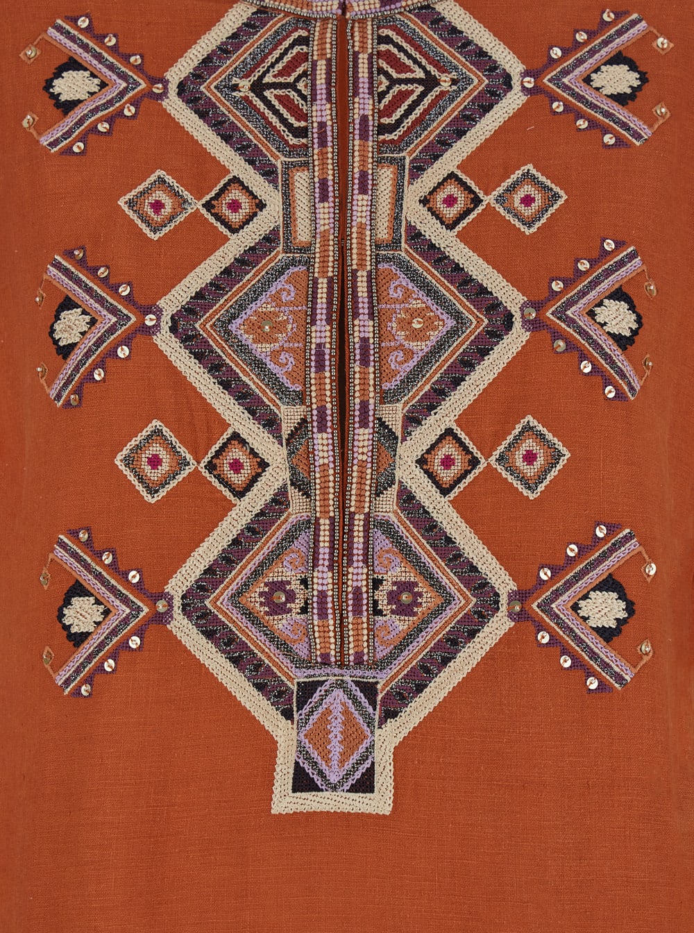 Isabel Marant Silk Blouse Embroidered Geometric Pattern In Orange
