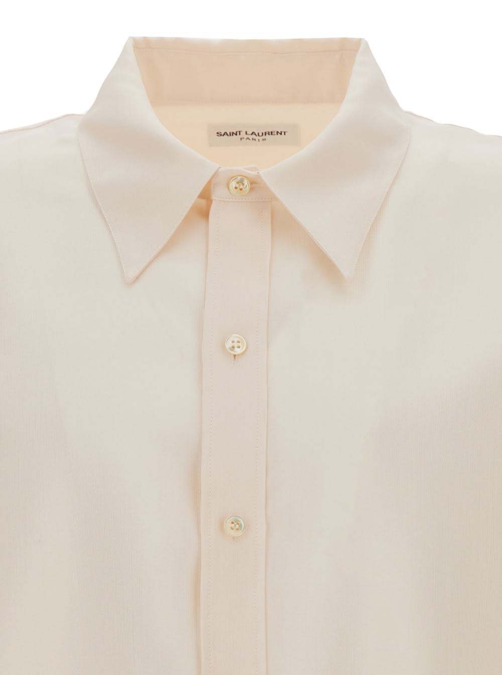 Shop Saint Laurent Ivory White Buttoned Oversized Shirt In Technical Fabric Man