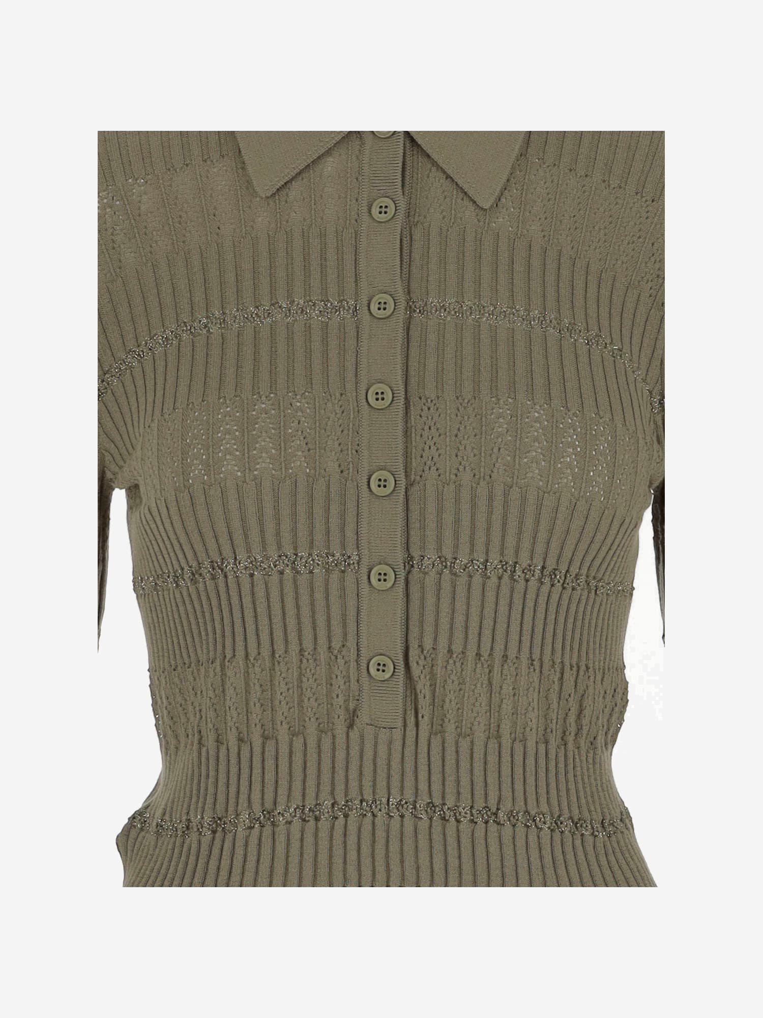 Pinko Cotton And Silk Polo Shirt In Green