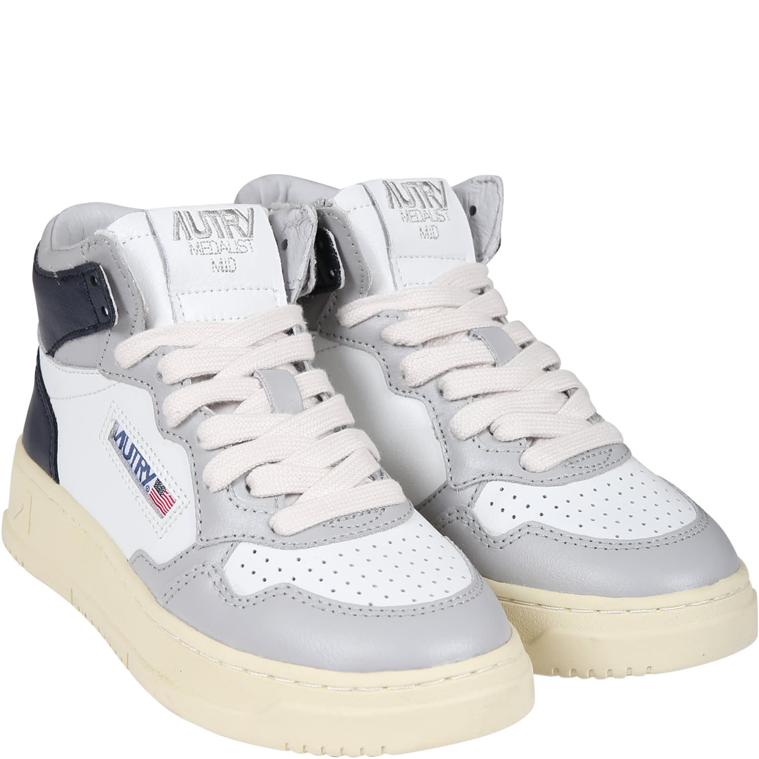 Shop Autry Grey Sneakers For Kids With Logo