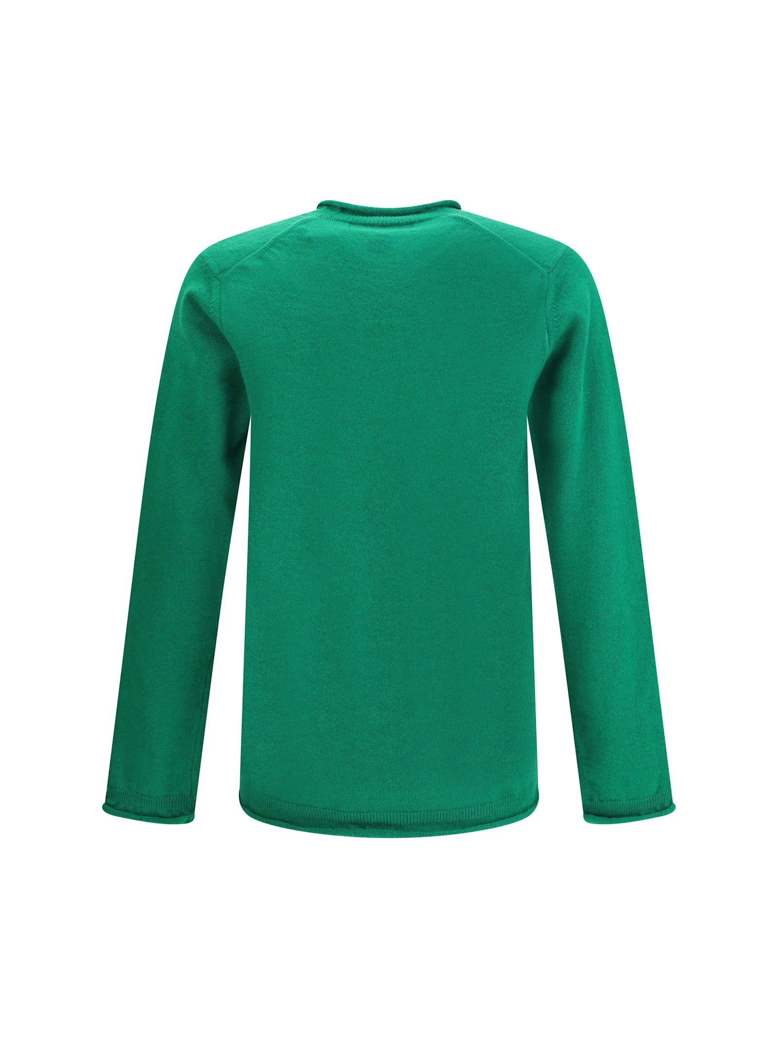 Comme Des Garçons Shirt Round Neckline Sweater In Wool In Green