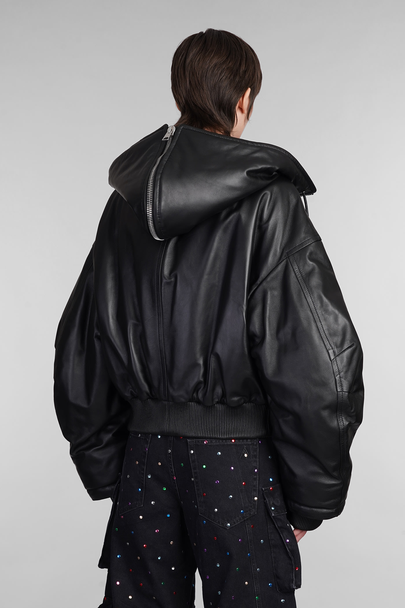 Shop Attico Bomber In Black Leather