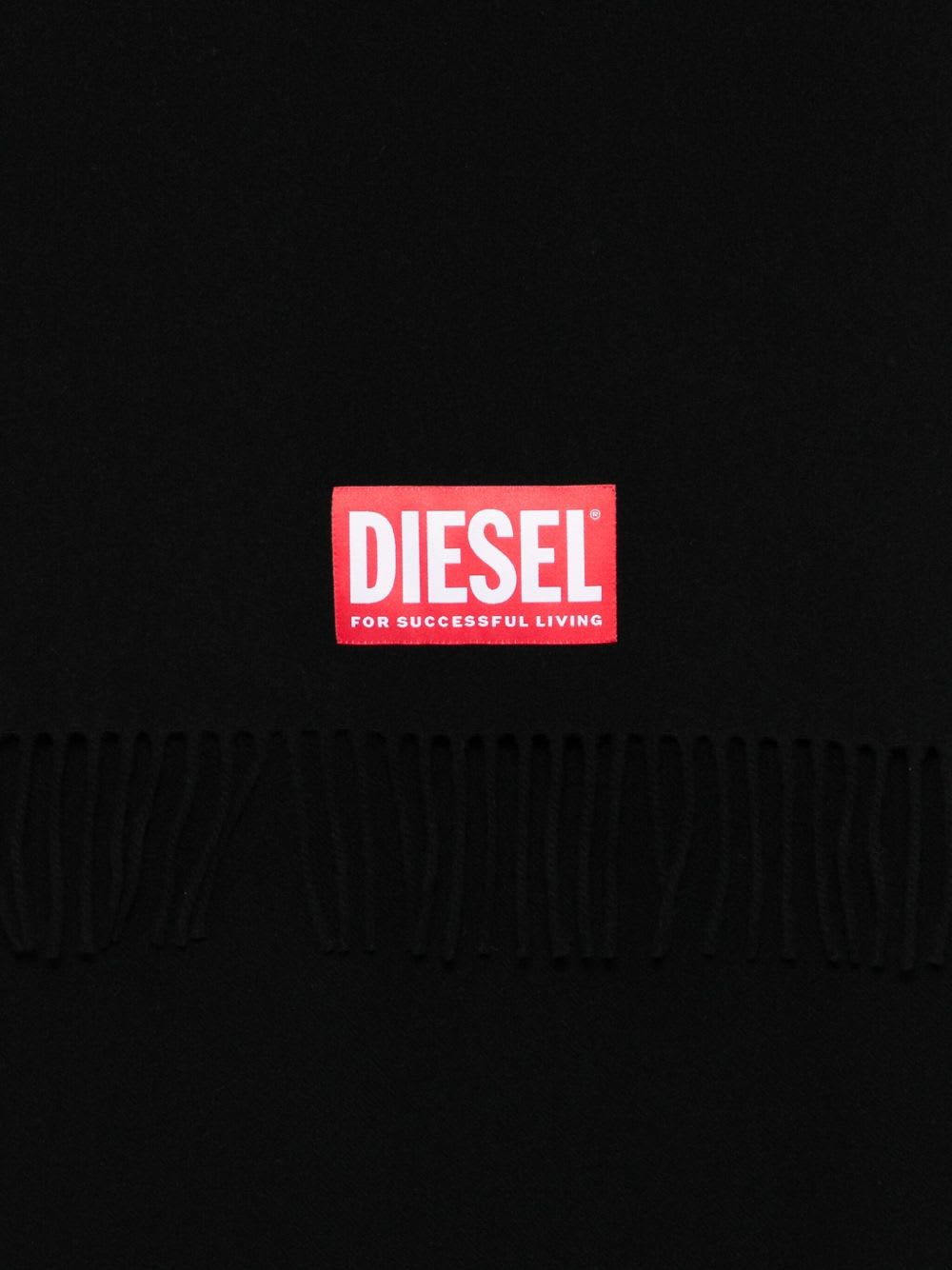 Diesel Logo-label Fringed Scarf In Black