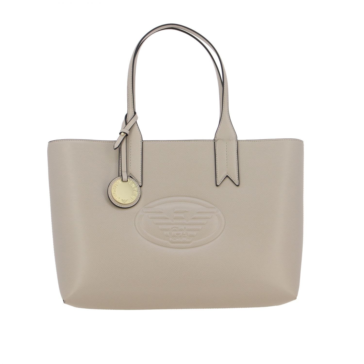 EMPORIO ARMANI SHOPPING BAG IN SYNTHETIC LEATHER WITH EMBOSSED LOGO,11238369